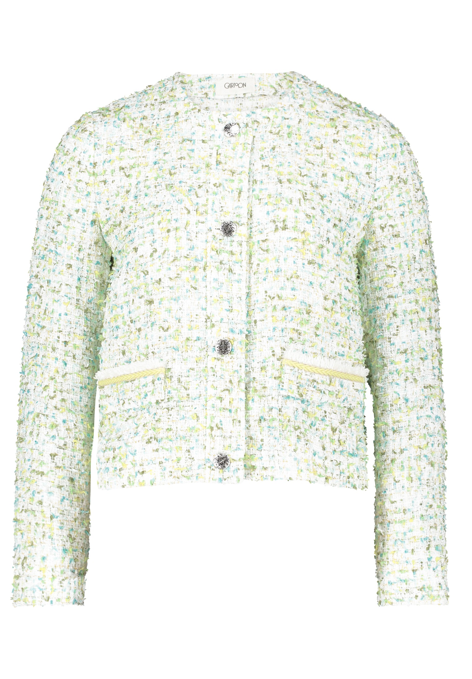 Cartoon Jackenblazer "Damen Tweedblazer mit Fransen" Aufgesteppte Bänder günstig online kaufen