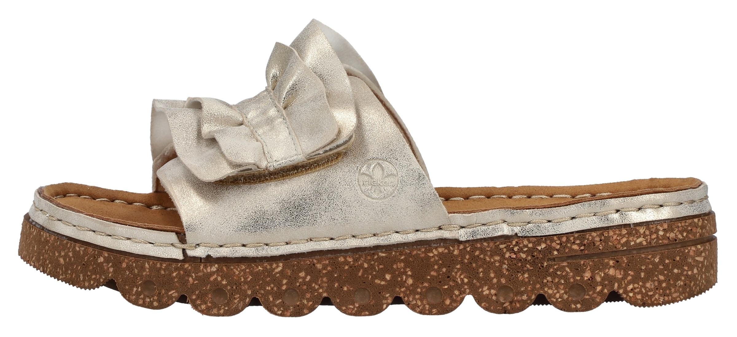 Rieker Pantolette, Sommerschuh, Strandschuh, Hausschuh mit modischer Plateausohle