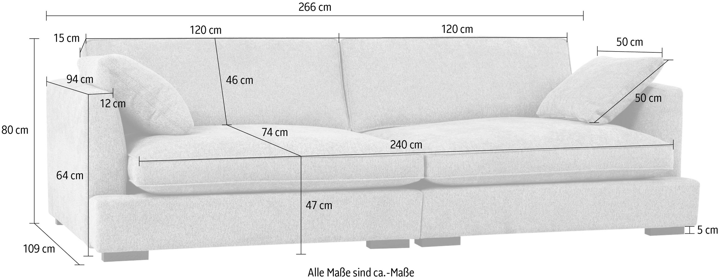 Guido Maria Kretschmer Home&Living Big-Sofa »Annera«, weicher Sitzkomfort, mit extra tiefen Sitzflächen, Füllung mit Federn