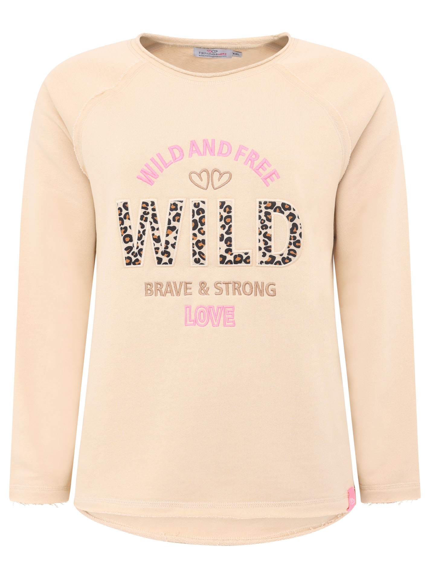 Zwillingsherz Sweater »"Wild and Free"«, mit Used-Look Kanten, Leo Details und Stickerei