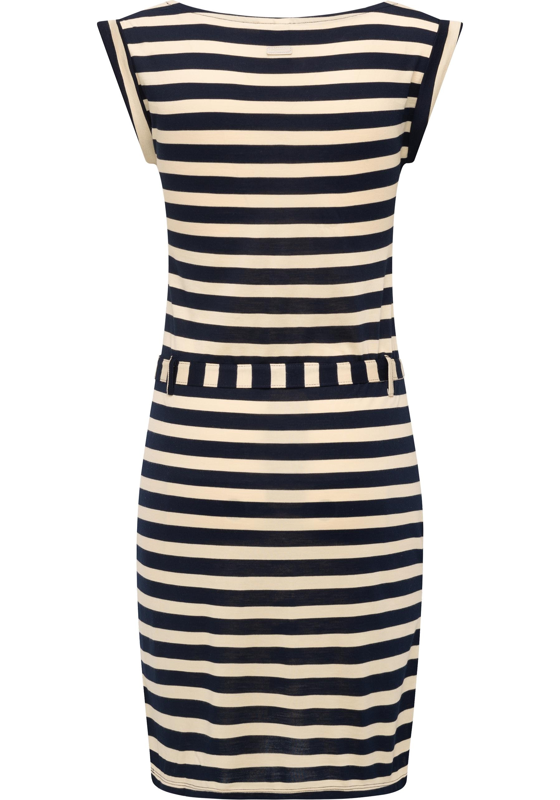 Ragwear Sommerkleid »Tagg Stripes«, gestreiftes Damen Minikleid mit Taillenband und Taschen