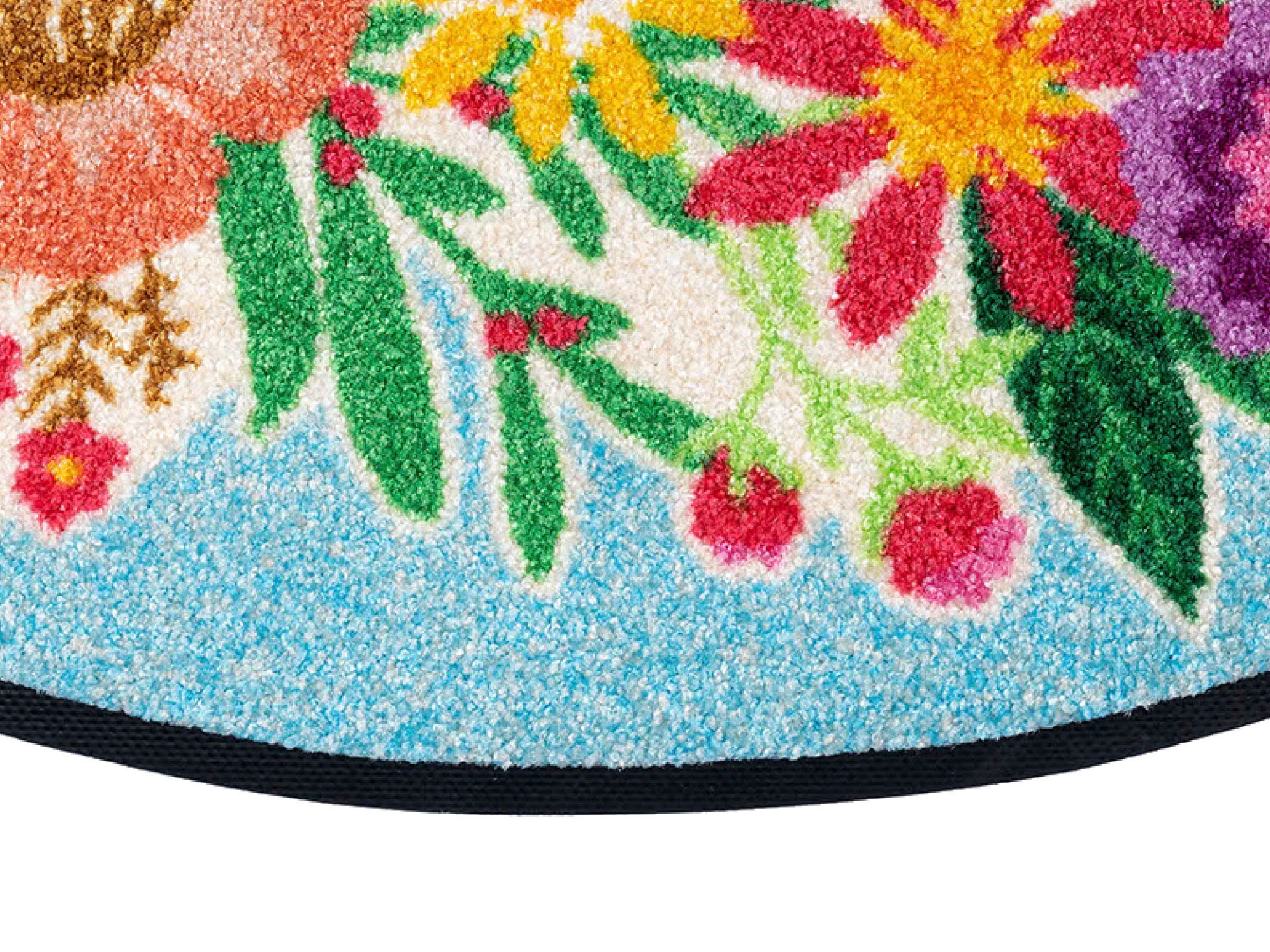 wash+dry by Kleen-Tex Fußmatte Blooming«, Spruch, bestellen mit waschbar »Round | Schmutzfangmatte, Blumen, Motiv rutschhemmend, Welcome halbrund, BAUR