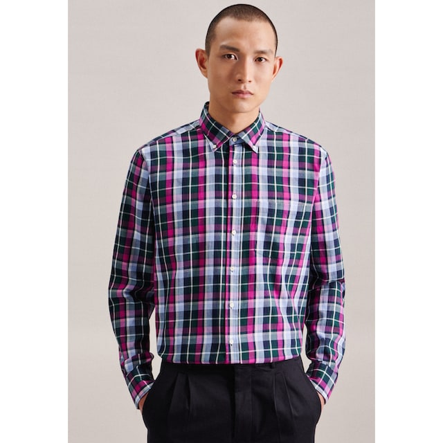 seidensticker Businesshemd »Regular«, Regular Langarm Button-Down-Kragen  Karo ▷ bestellen | BAUR