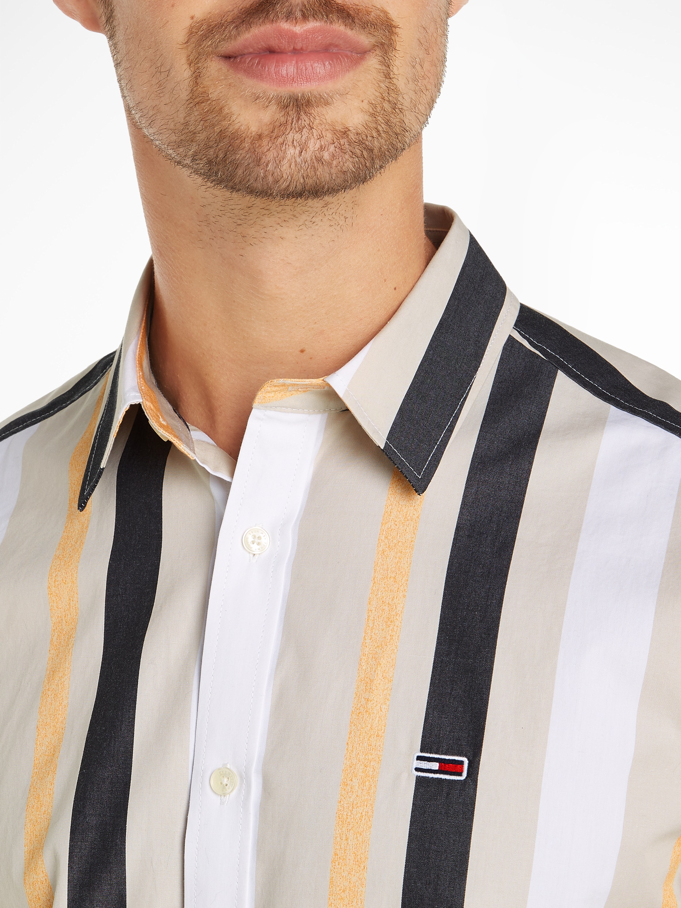 Tommy Jeans Kurzarmhemd »TJM RLX STRIPES SHIRT« mit mehrfarbigen Streifen