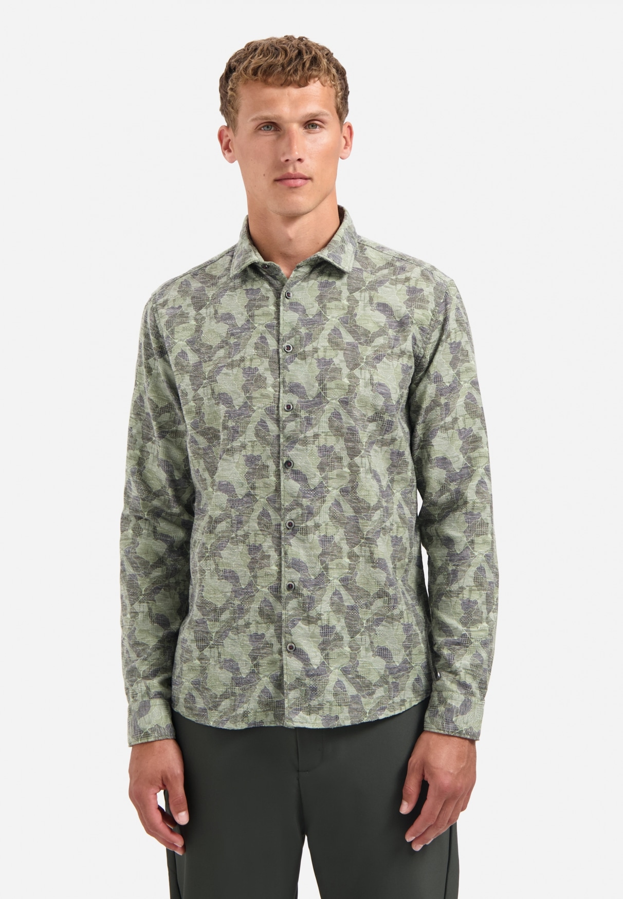NO EXCESS Langarmhemd "No Excess Bedrucktes T-Shirt Shirt Allover Printed J günstig online kaufen