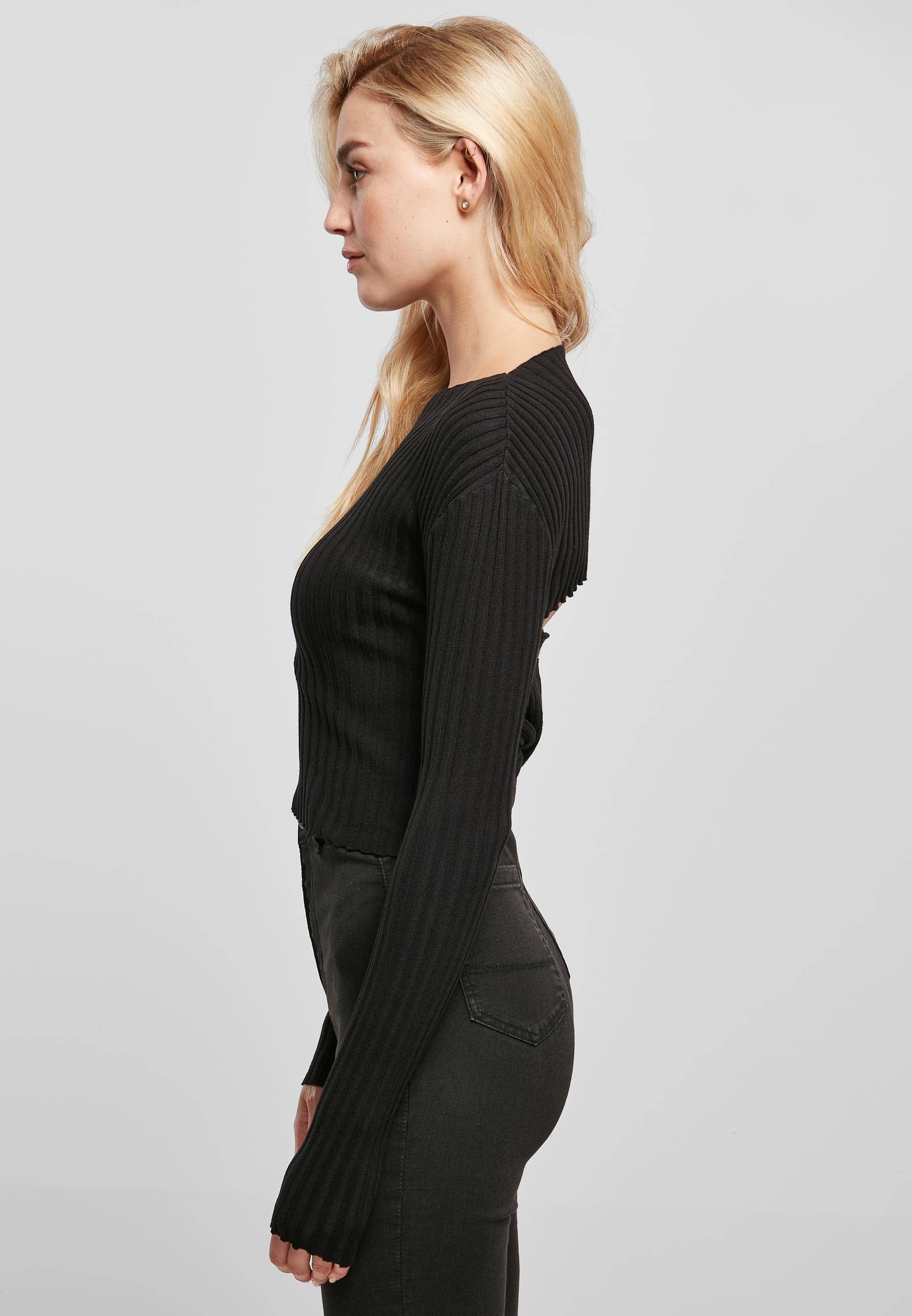 URBAN CLASSICS Rundhalspullover »Urban Classics Damen Ladies Short Rib Knit Twisted Back Sweater«, (1 tlg.)