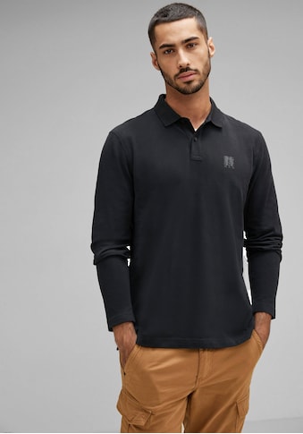 STREET ONE MEN Langarm-Poloshirt su Patch ant der Bru...