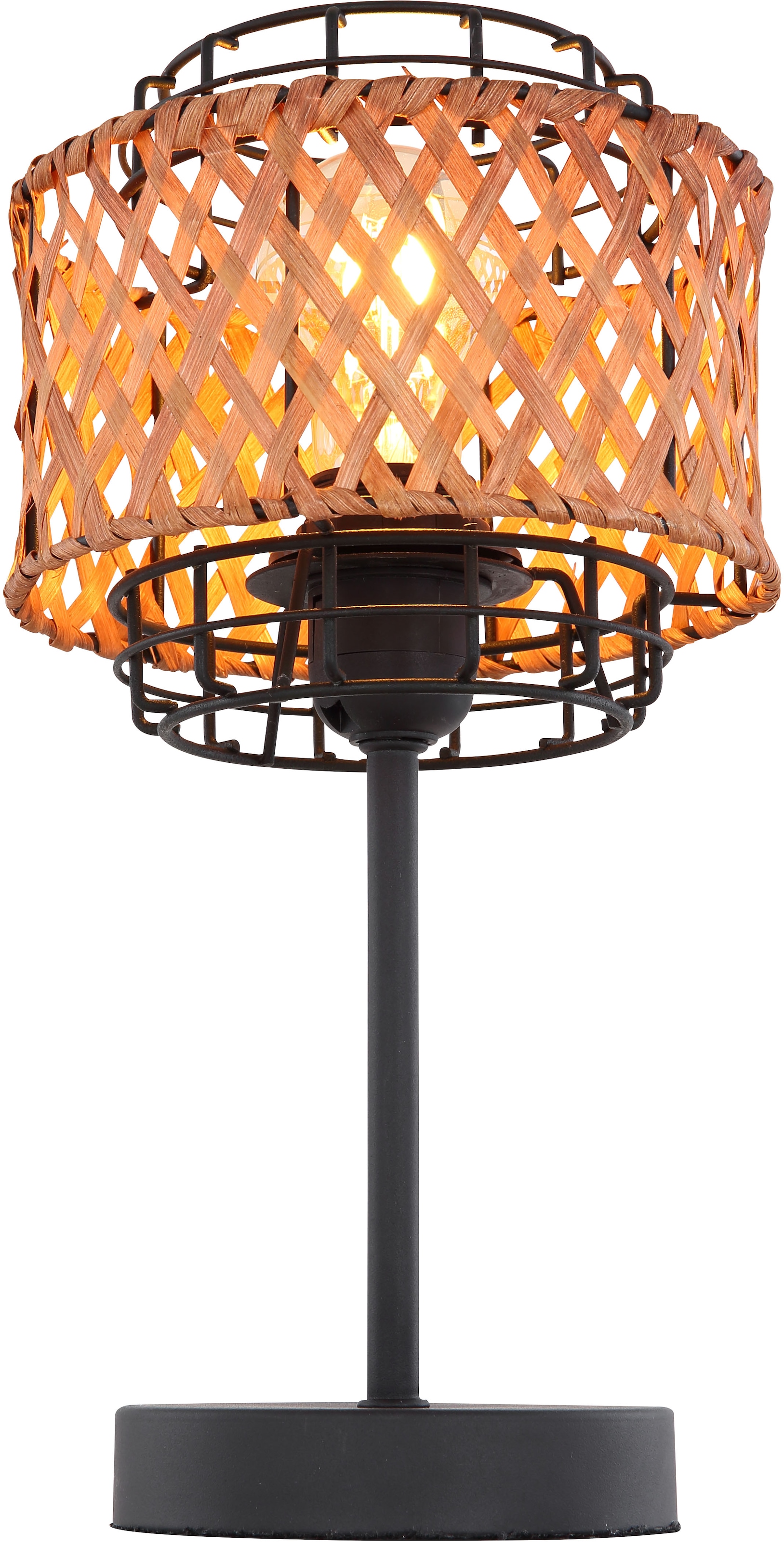 GLOBO LIGHTING Tischleuchte »GINA«, Leuchtmittel E27 | ohne Leuchtmittel, Tischlampe/Bambus/Geflecht/vintage/Wohnbereich/Schlafzimmer
