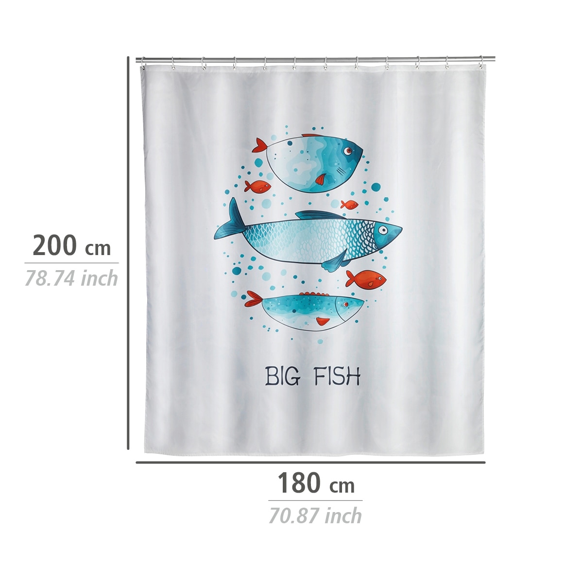 WENKO Duschvorhang »Big Fish«, Höhe 200 cm, Textil (Polyester)