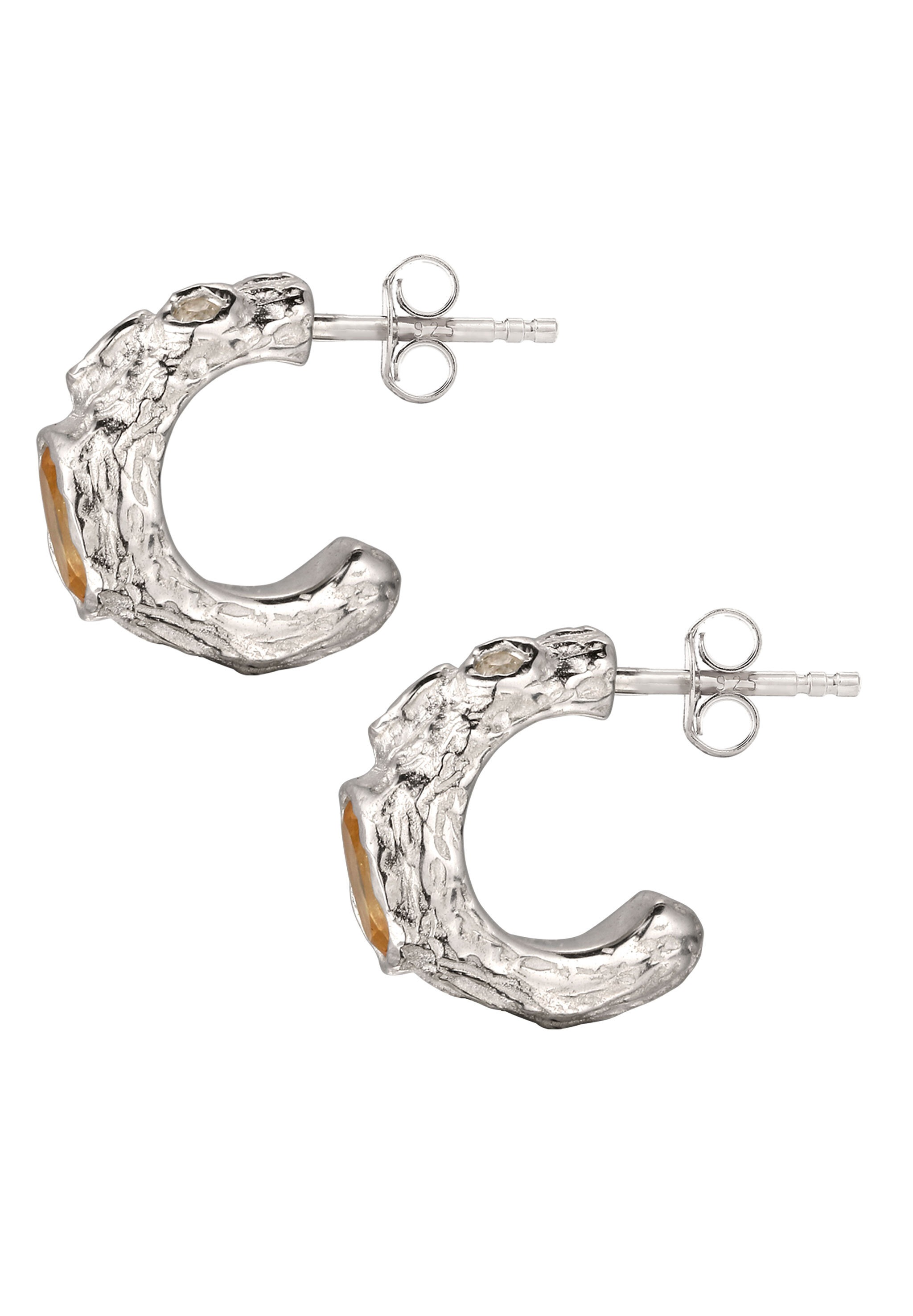 Elli Paar Ohrstecker »Ohrringe Synthetischer Smaragd Grün Citrine Gelb 925 Sterling Silber«
