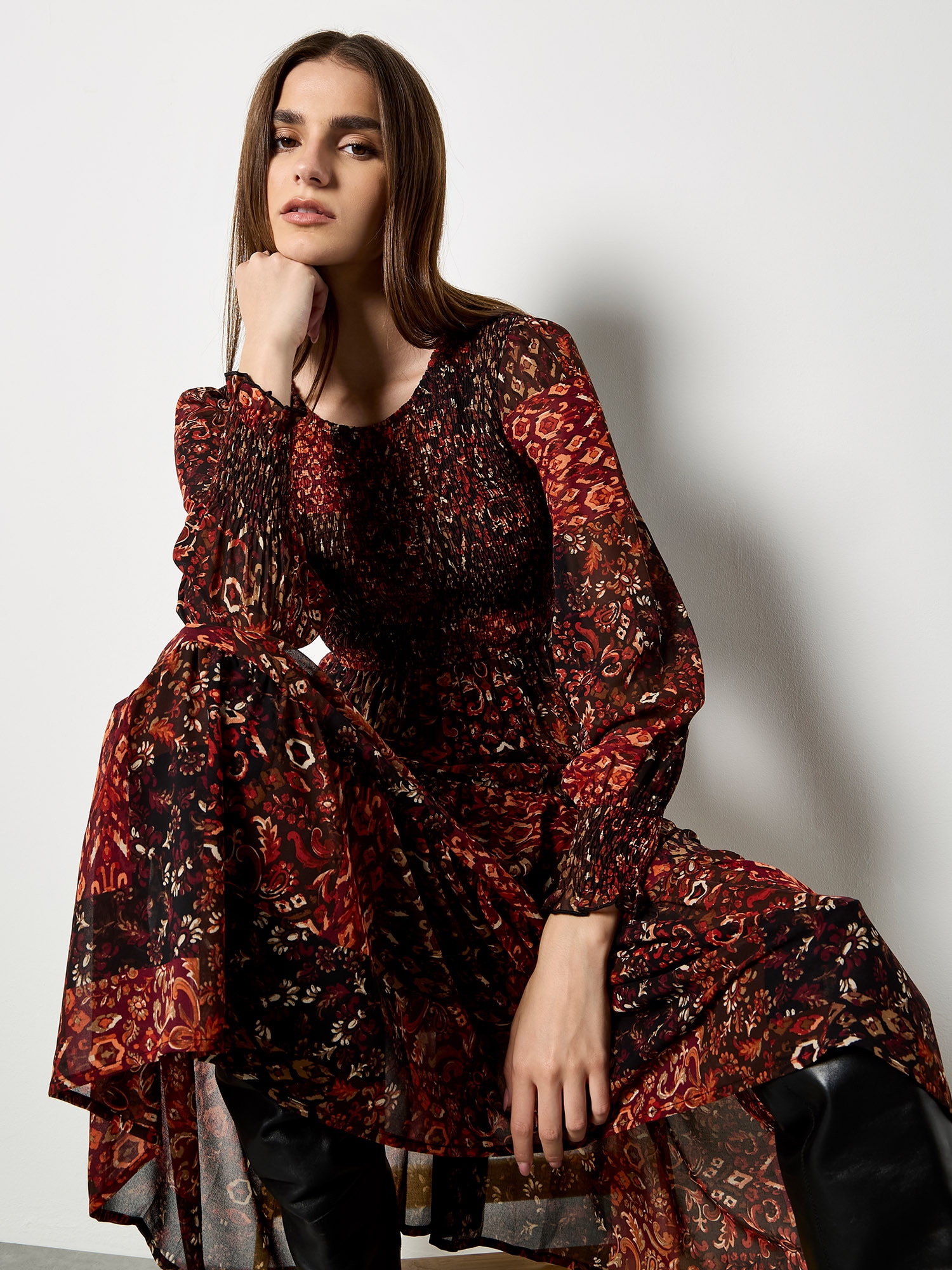 Apricot Midikleid »Midikleid« mit Ikat-Muster