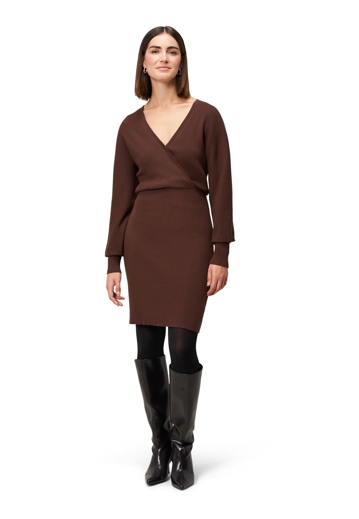 Zero Strickkleid »Damen Strickkleid mit Wickeloptik« Ohne Tasche Wickeldesign