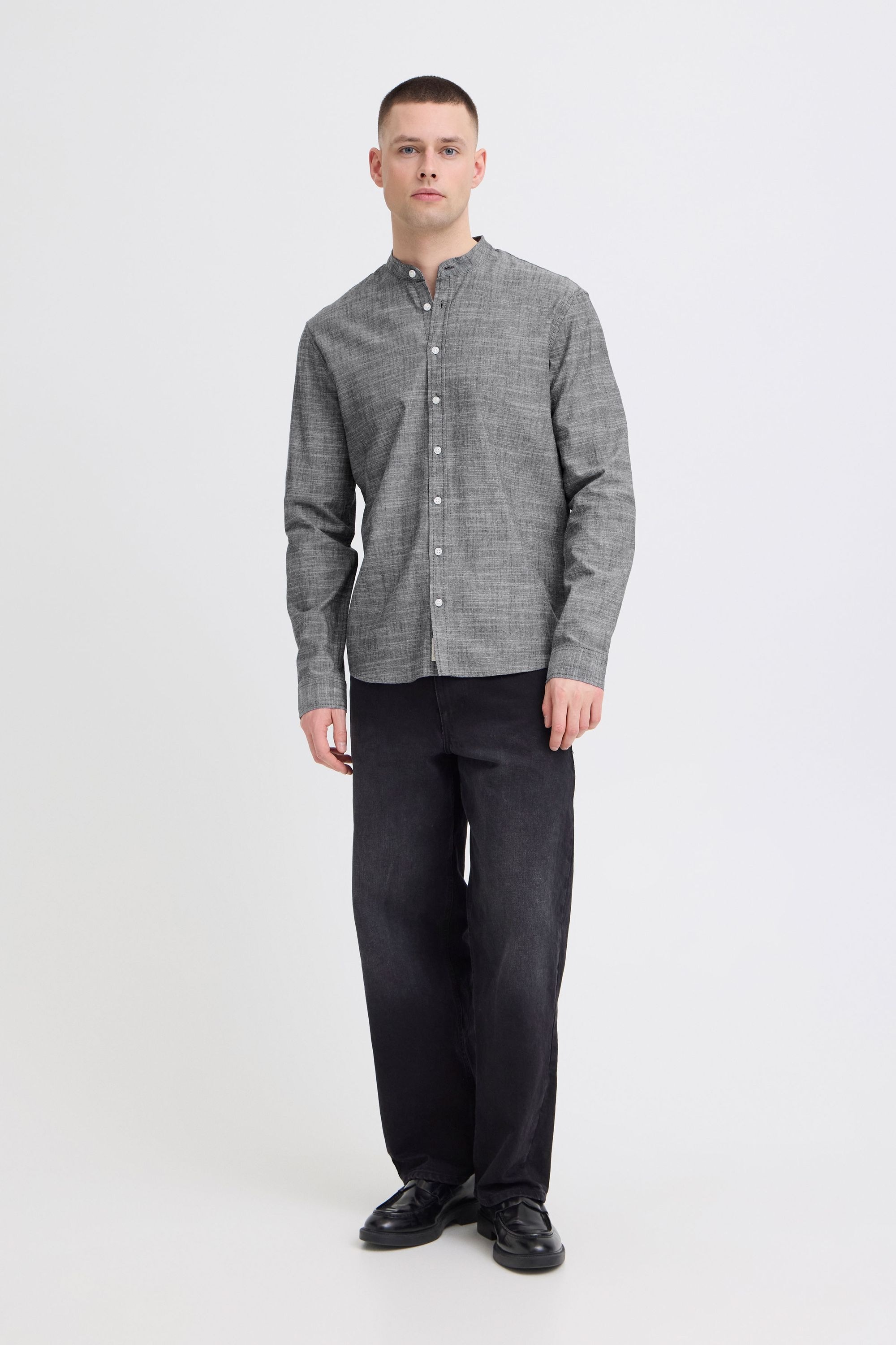 Thumbnail - Blend Langarmhemd "BHDaris" Meliertes Langarmhemd mit Mandarinkragen