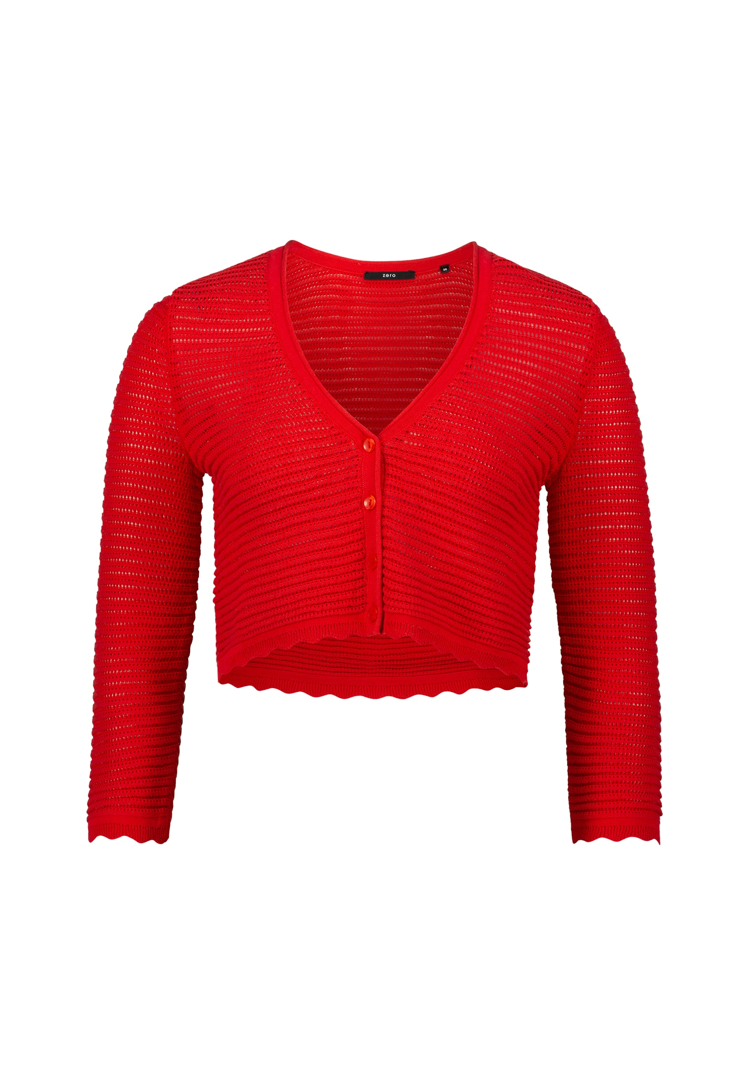 Zero Strickjacke »zero Strickjacke kurz mit Wellensaum«, Knopfleiste