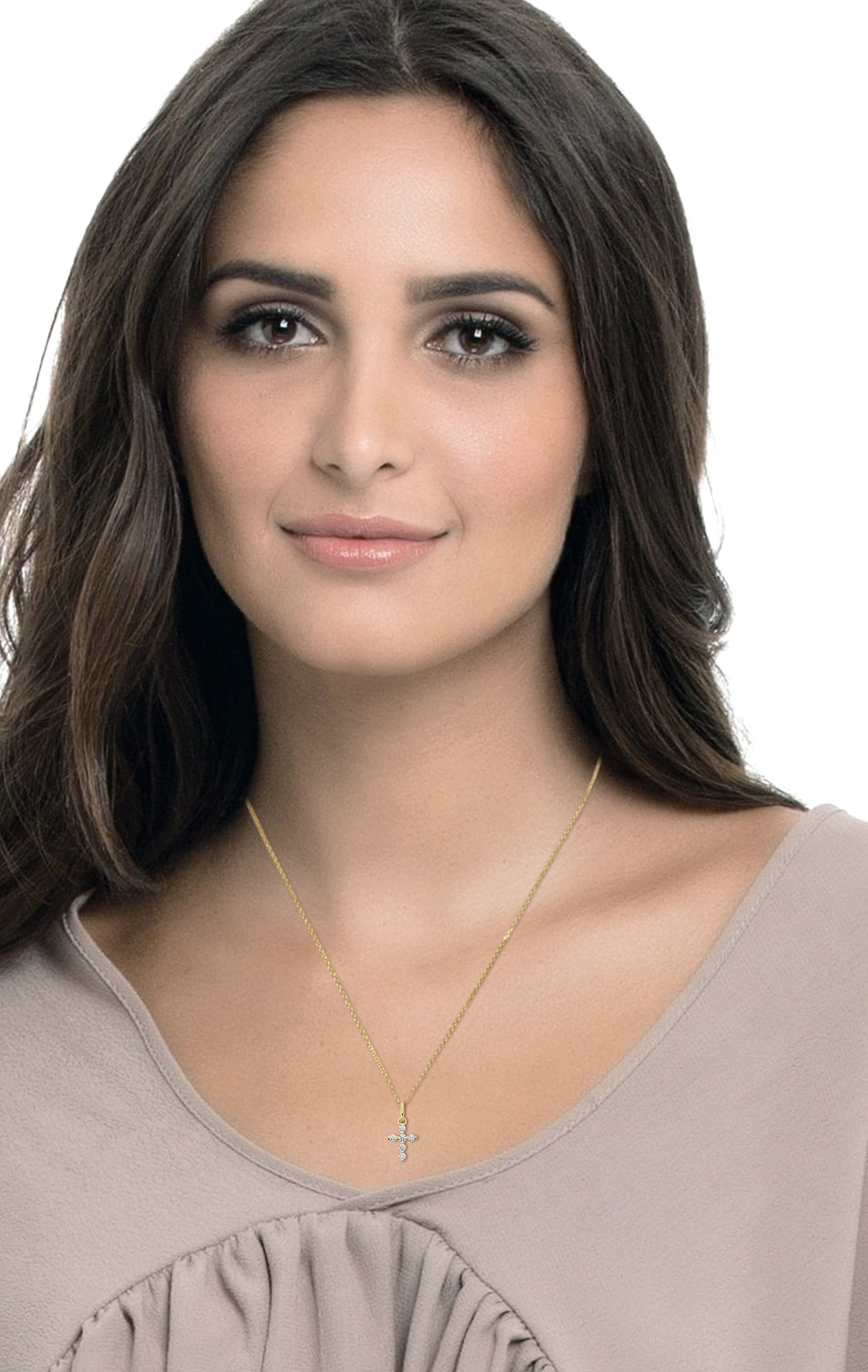ONE ELEMENT Kettenanhänger »Zirkonia Kreuz Anhänger aus 333 Gelbgold«, Damen Gold Schmuck