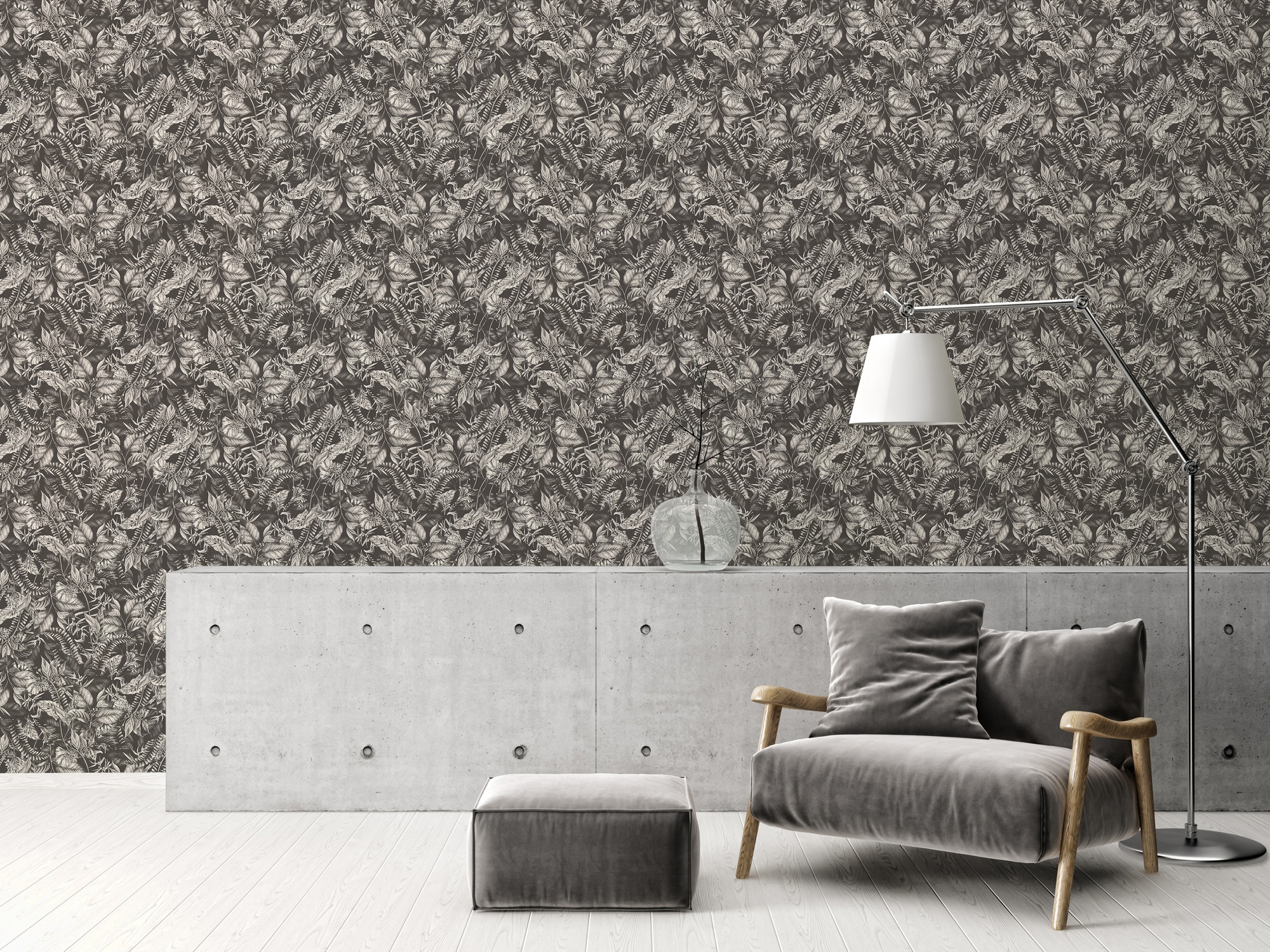 living walls Vliestapete »Drawn Into Nature Dschungel-Tapete Mustertapete Floral Dschungeloptik«, matt, Vliestapete Dschungel für Schlafzimmer Küche Wohnzimmer Dschungel Flur