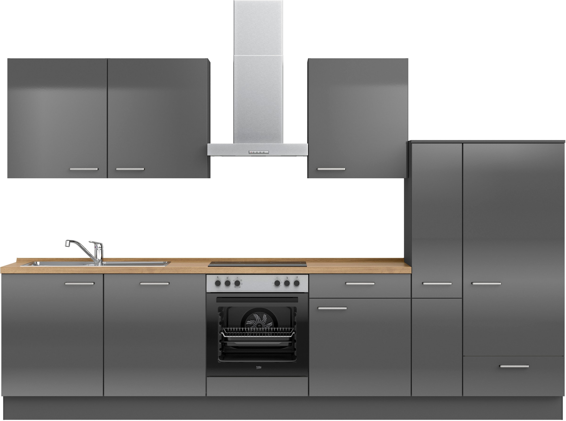 nobilia Küchenzeile ""Flash I", NEU: individuell anpassbar mit gratis Profi-Beratung" vormontiert, Breite 330 cm, Ausrichtung wählbar, wahlw. mit E-Geräten
