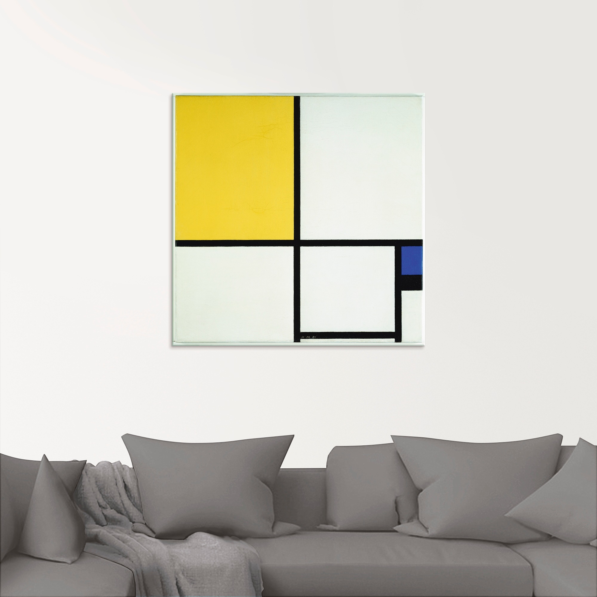 Artland Glasbild »Komposition mit Blau und Gelb. 1931.«, Muster, (1 St.), in verschiedenen Größen