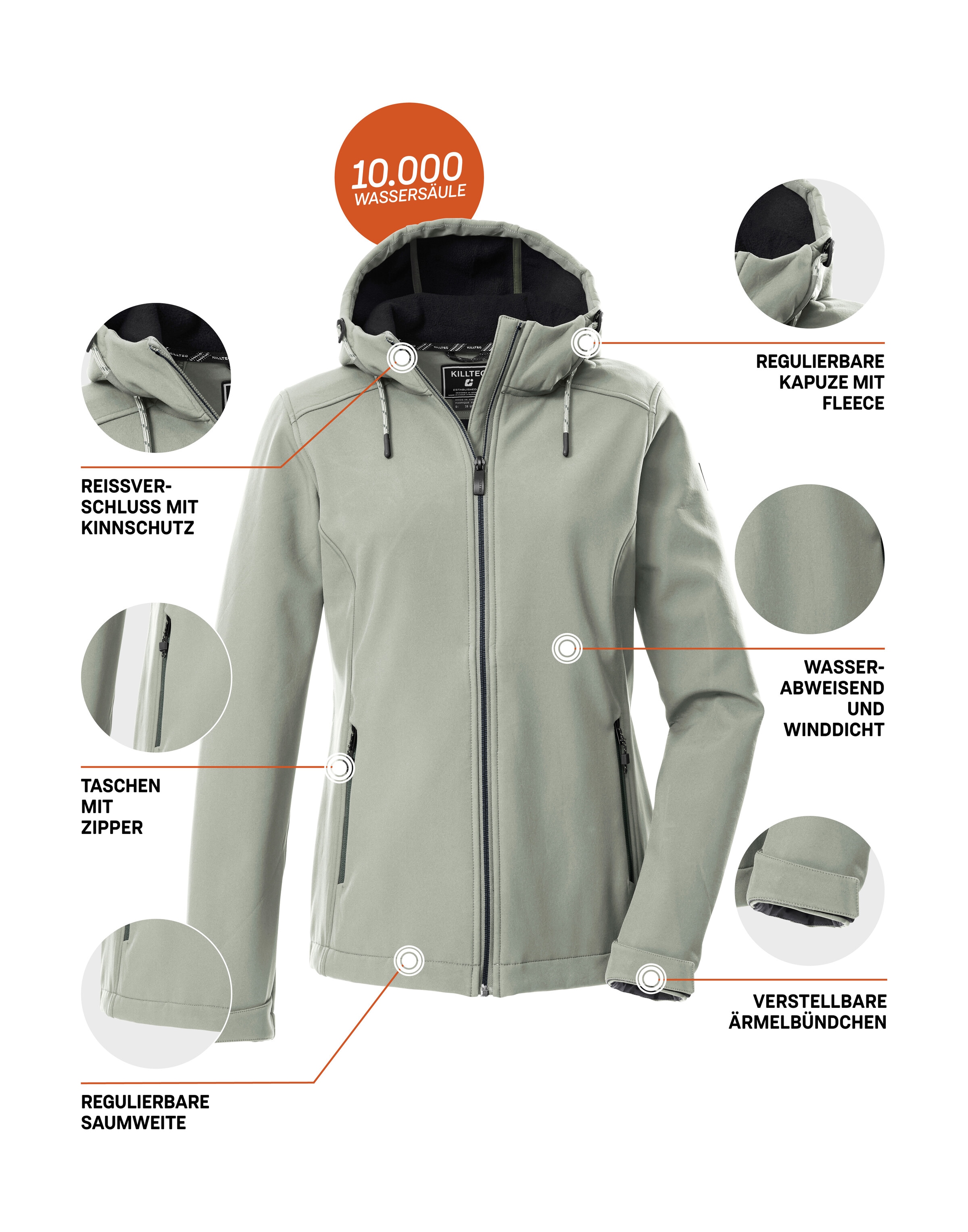 Killtec Softshelljacke »KOW 8 WMN SFTSHLL JCKT«, Damen Softshelljacke: wasser- und windabweisend, atmungsaktiv
