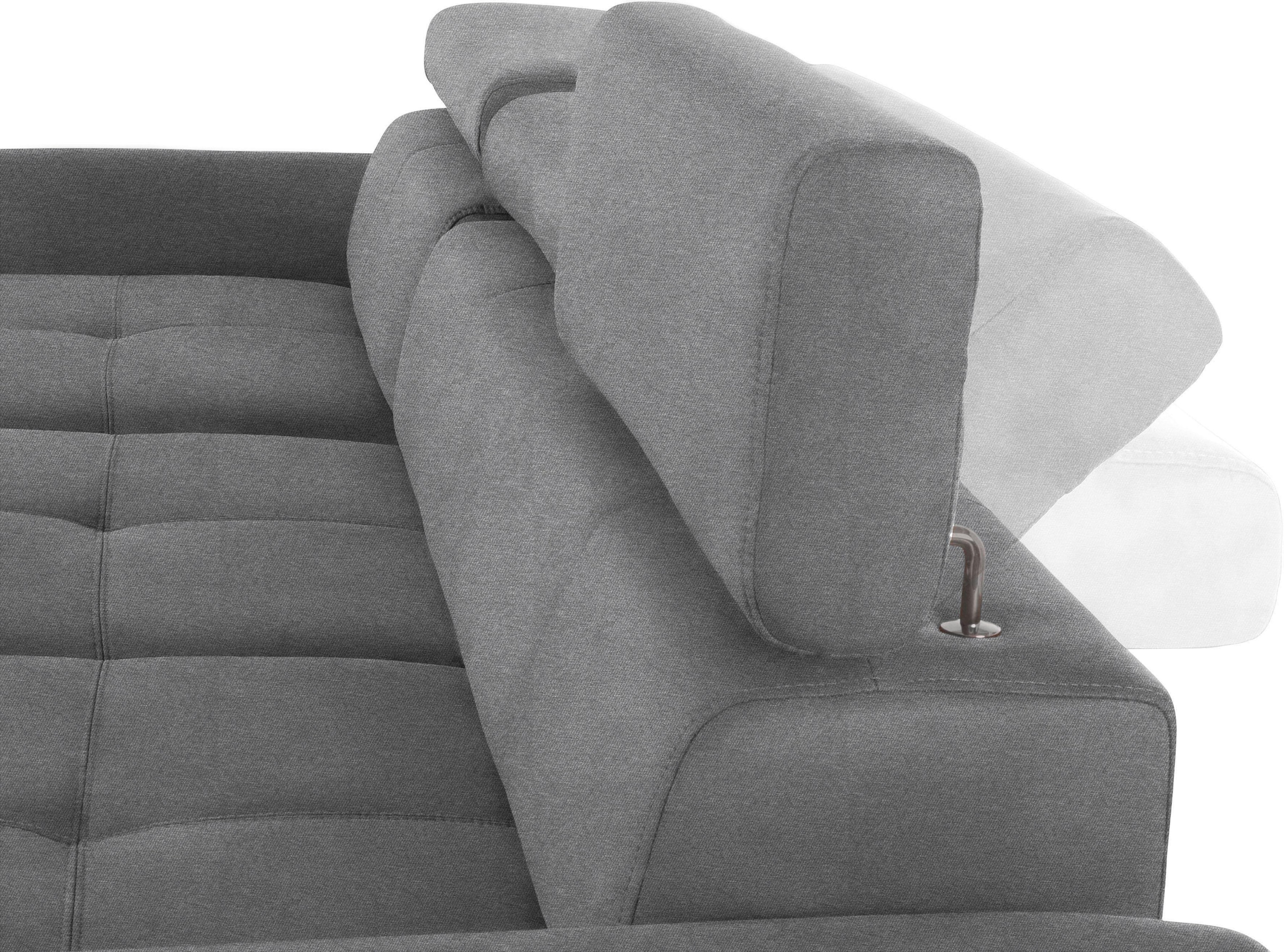 exxpo - sofa fashion Ecksofa »Maretto, bequem & komfortabel, bodenfrei, Breite 257cm, L-Form« inkl. Kopf- bzw. Rückenverstellung, wahlweise mit Bettfunktion