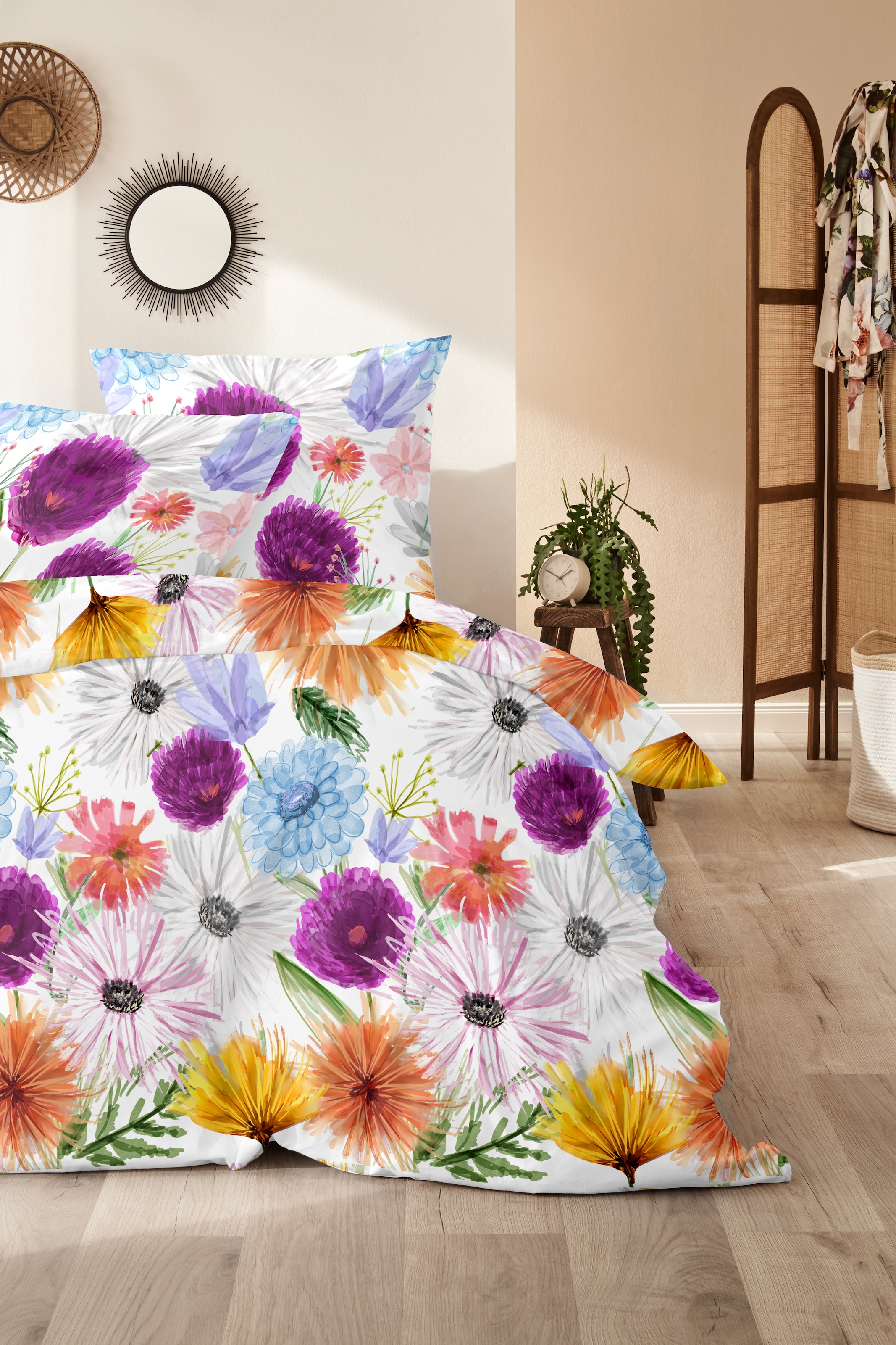 Primera Bettwäsche »Mako-Satin-Bettwäsche Summer Time«, mit bunten Blumen