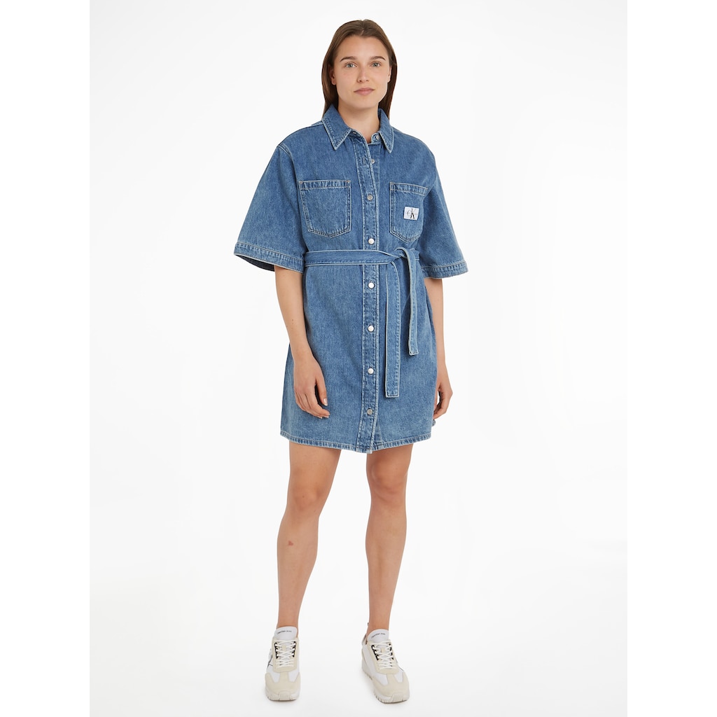 Calvin Klein Jeans Jeanskleid »BOXY BELTED SHIRT DRESS«, mit Logopatch