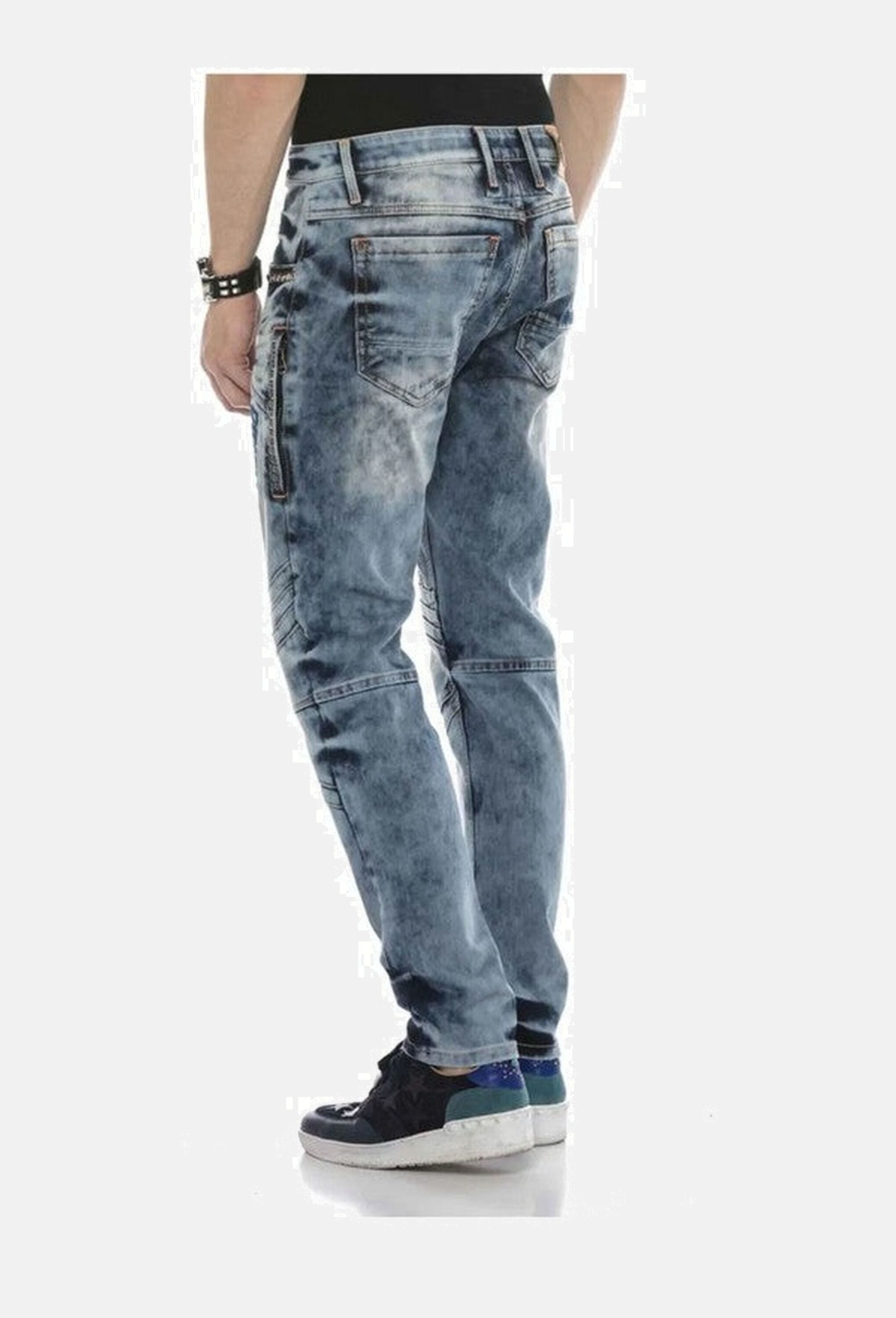 Cipo & Baxx Straight-Jeans »Cipo & Baxx Jeans DENIM« Straight Fit-Jeans im lässigen Biker-Look, CD590