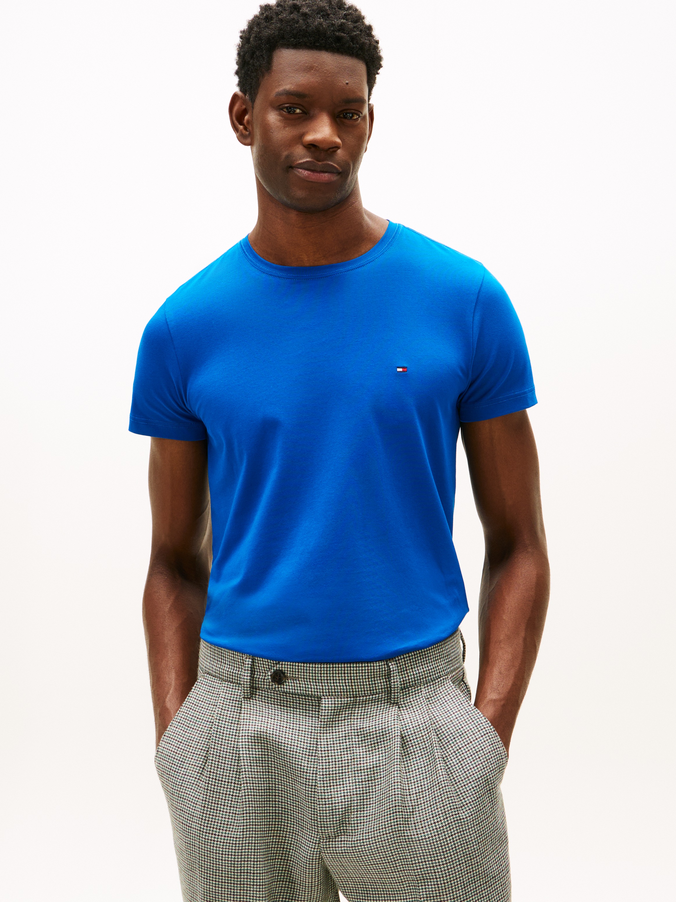 Tommy Hilfiger T-Shirt "STRETCH SLIM FIT TEE mit Rundhals und Logostickerei günstig online kaufen