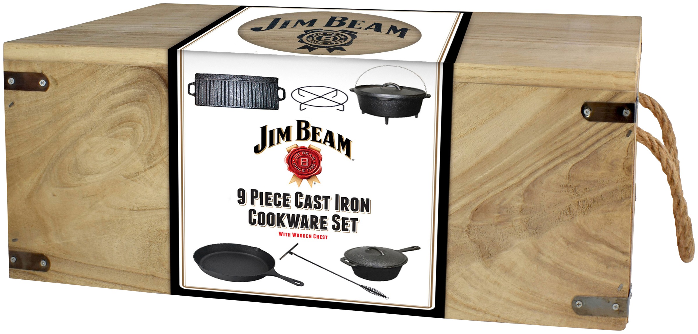Jim Beam BBQ Topf-Set 9 Stk. tlg. Gusseisen günstig online kaufen