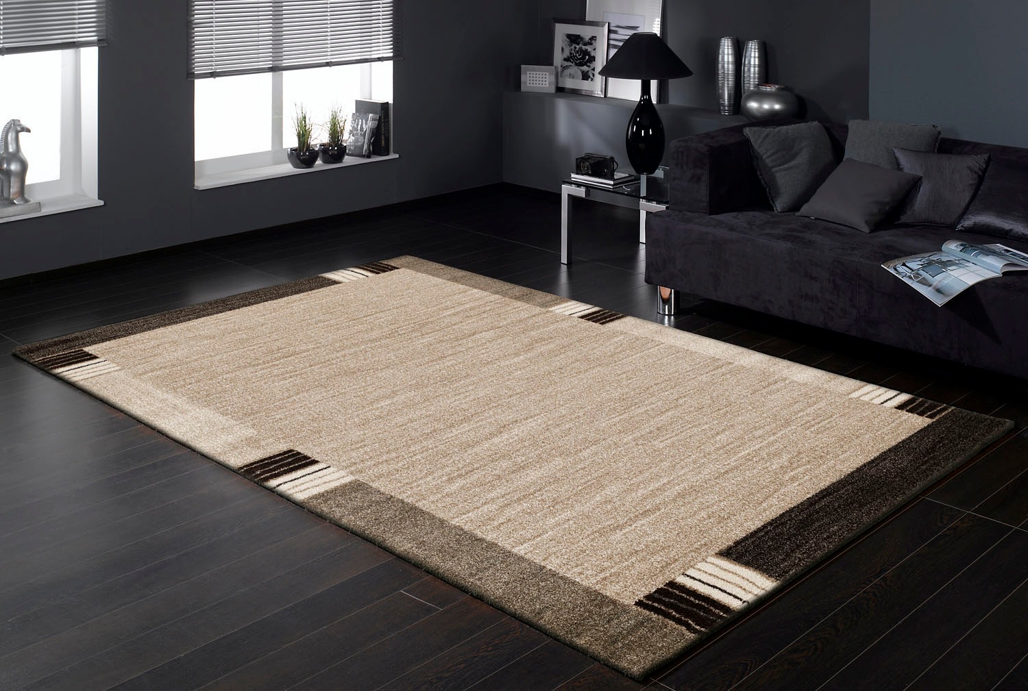 Teppich OCI DIE TEPPICHMARKE "CASTLE FLORA, auch als Läufer und in rund", beige (beige, braun), B:200cm H:20mm L:290cm, Polypropylen (PP), Teppiche, Teppich, dichter Frisé Kurzflor, farbiger Bordüre, Wohnzimmer, Schlafzimmer