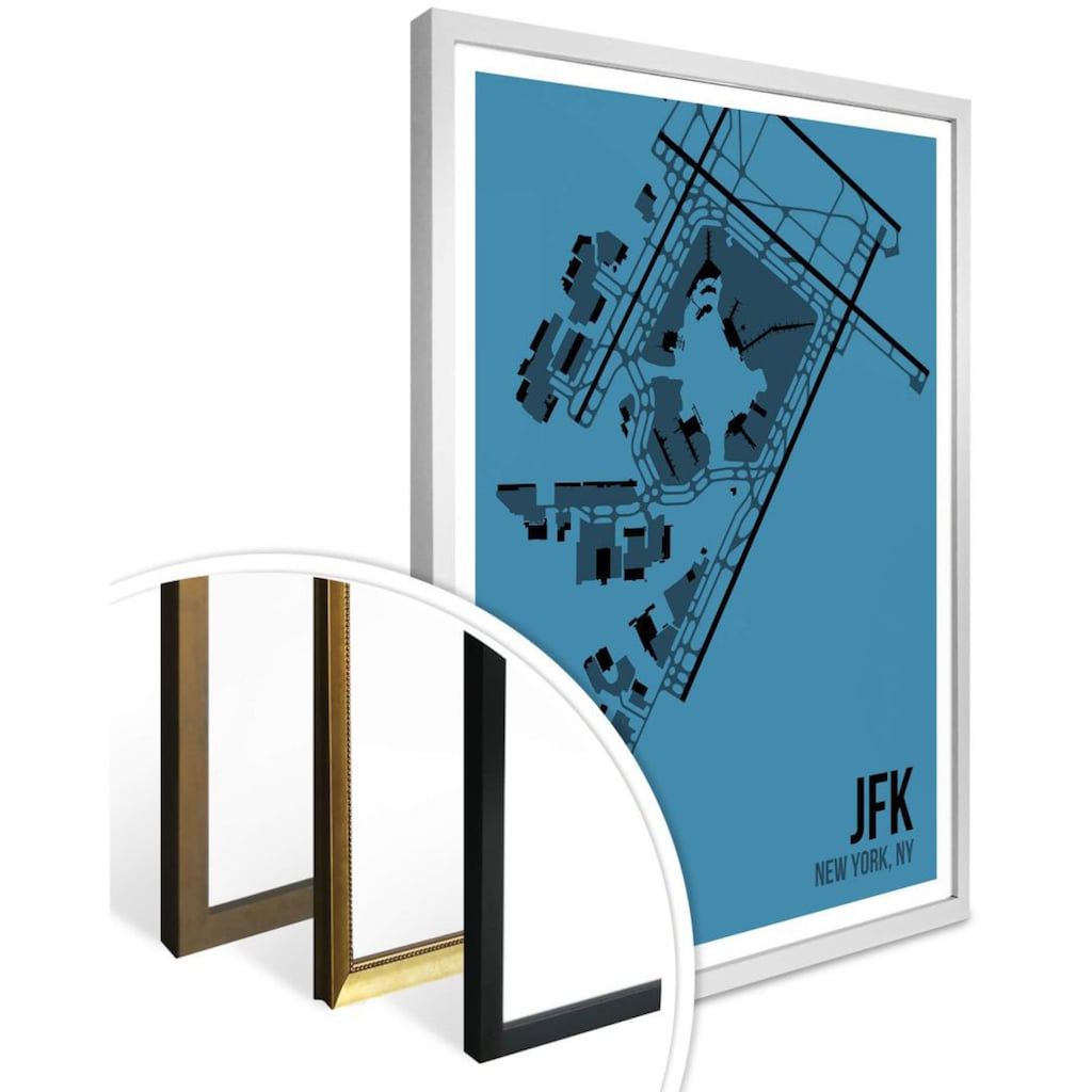 Wall-Art Poster »Wandbild JFK Grundriss New York«, Grundriss, (1 St.)