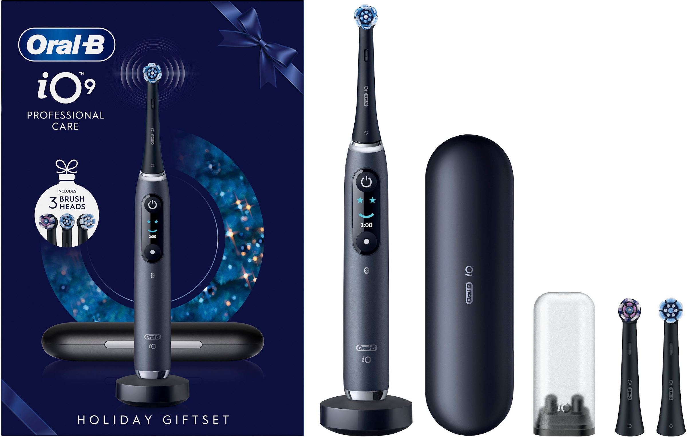 Oral-B Elektrische Zahnbürste »iO Series 9«, 3 St. Aufsteckbürsten, Geschenkedition, 7 Putzmodi, Lade-Reise-Etui