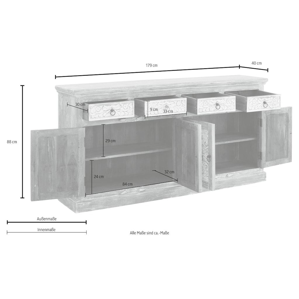 Home affaire Sideboard »Malati«, Breite 179 cm