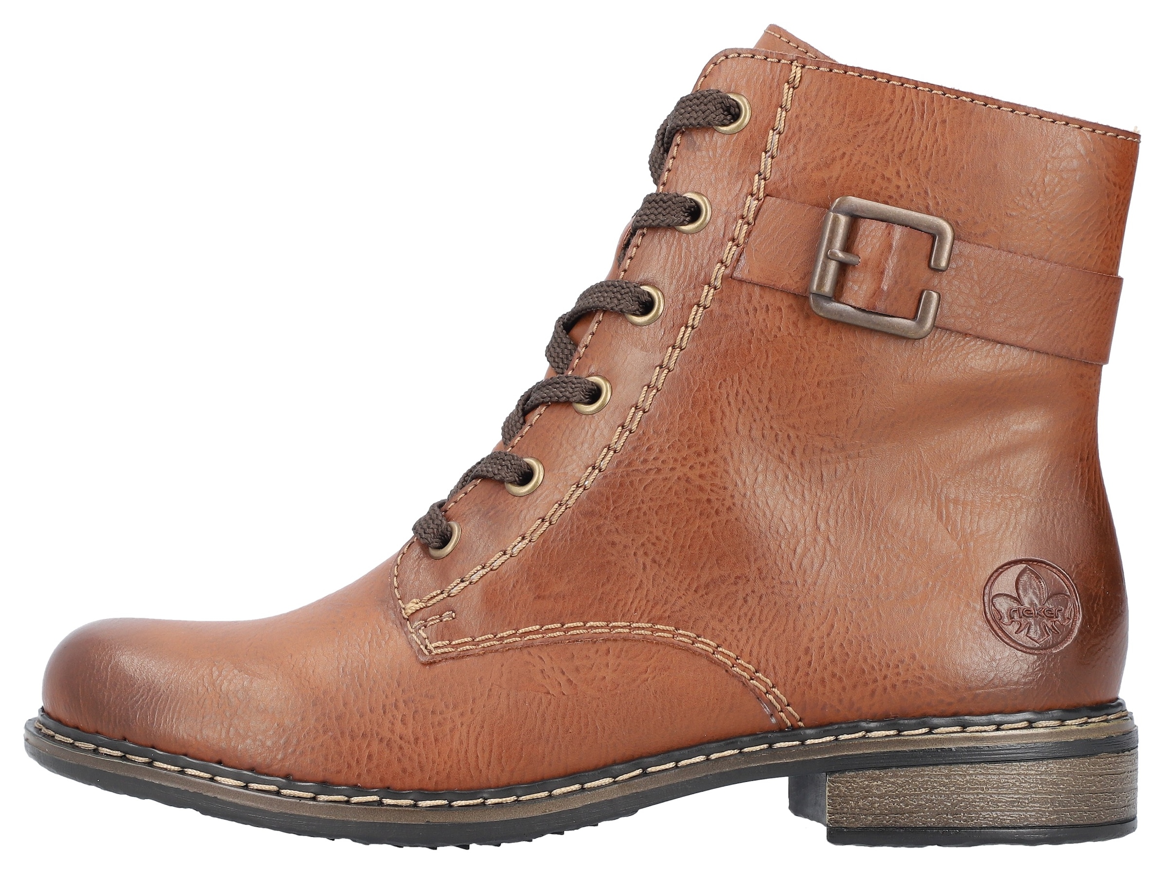 Rieker Schnürstiefelette, Schnürboots, Klassik-Boots, Blockabsatz, in Used-Optik