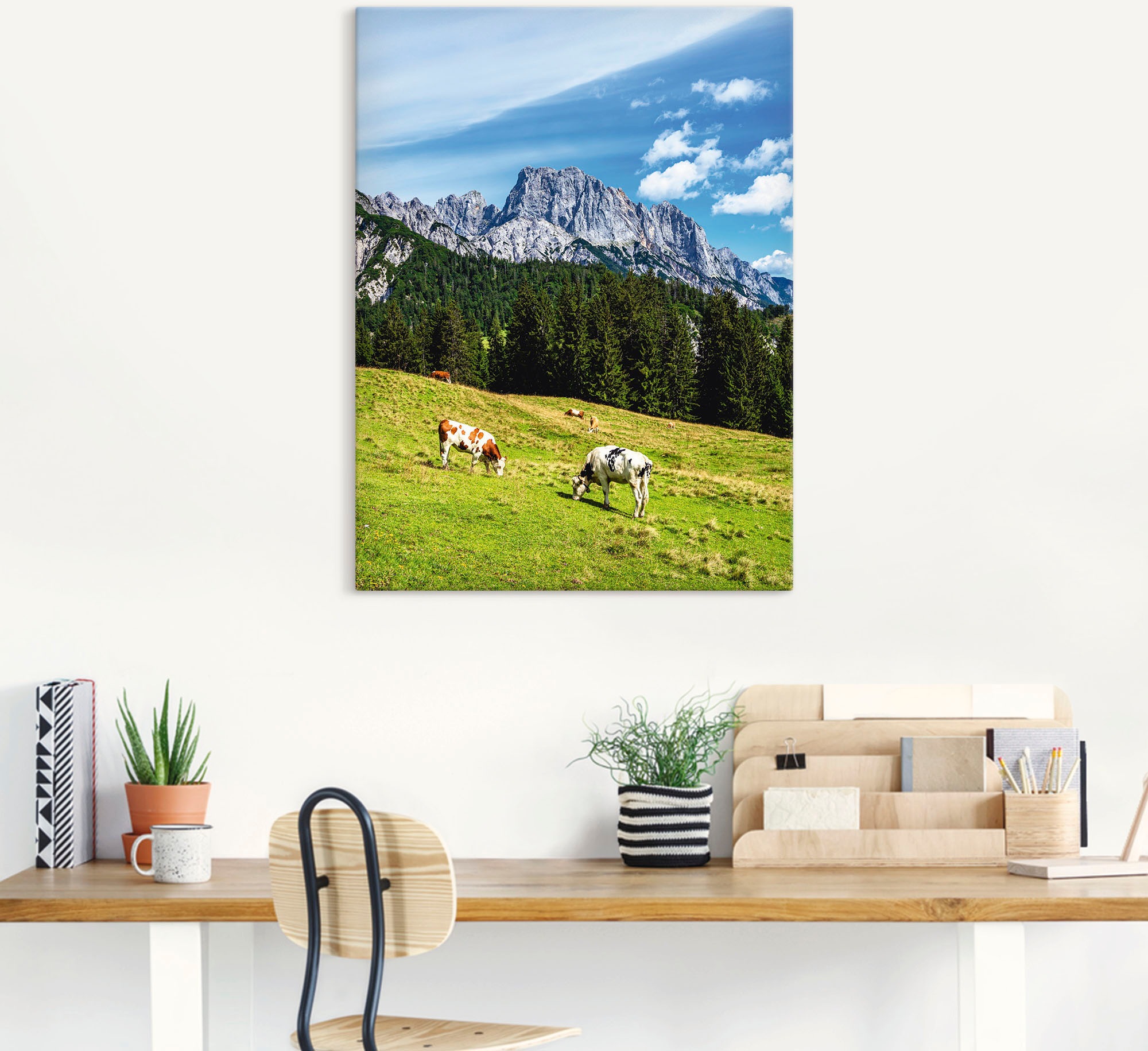 Kühen«, Größen versch. Wandaufkleber Leinwandbild, Alpenbilder, St.), oder als Alubild, Litzlalm Berge Poster Wandbild (1 & die auf mit in | »Blick BAUR bestellen Artland