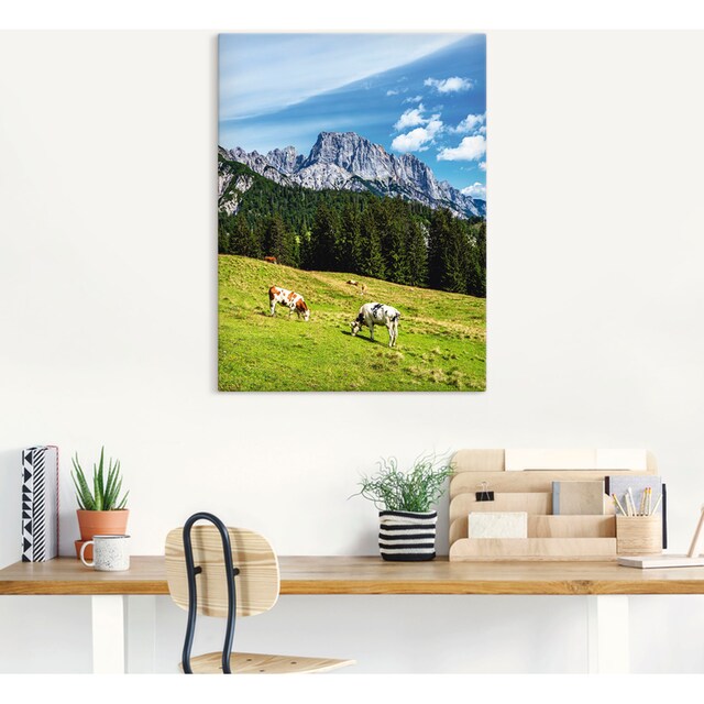 Artland Wandbild »Blick auf die Litzlalm mit Kühen«, Berge & Alpenbilder,  (1 St.), als Alubild, Leinwandbild, Wandaufkleber oder Poster in versch.  Größen bestellen | BAUR