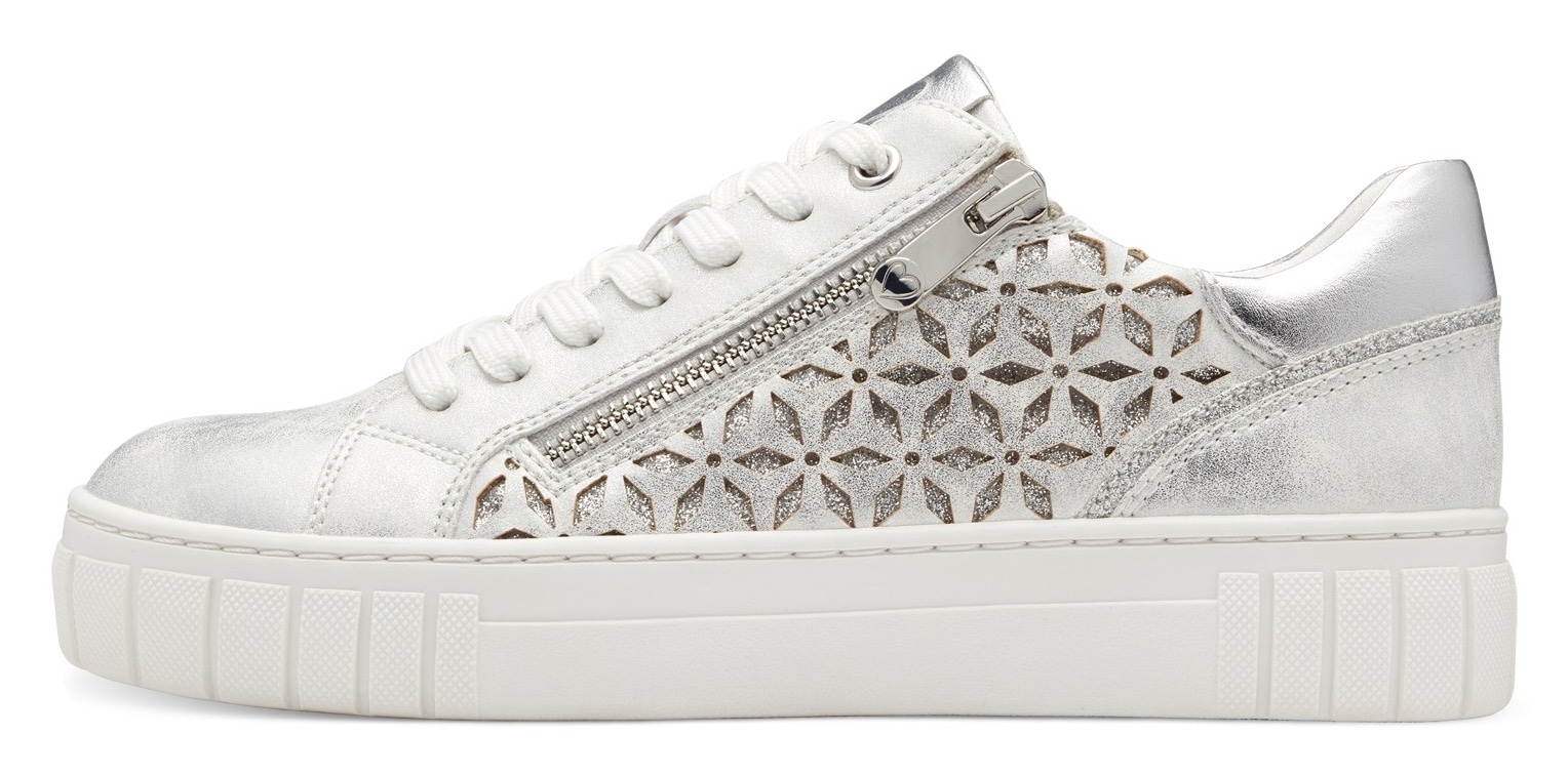 MARCO TOZZI Plateausneaker, Freizeitschuh, Halbschuh, Schnürschuh mit unterlegtem Lochmuster