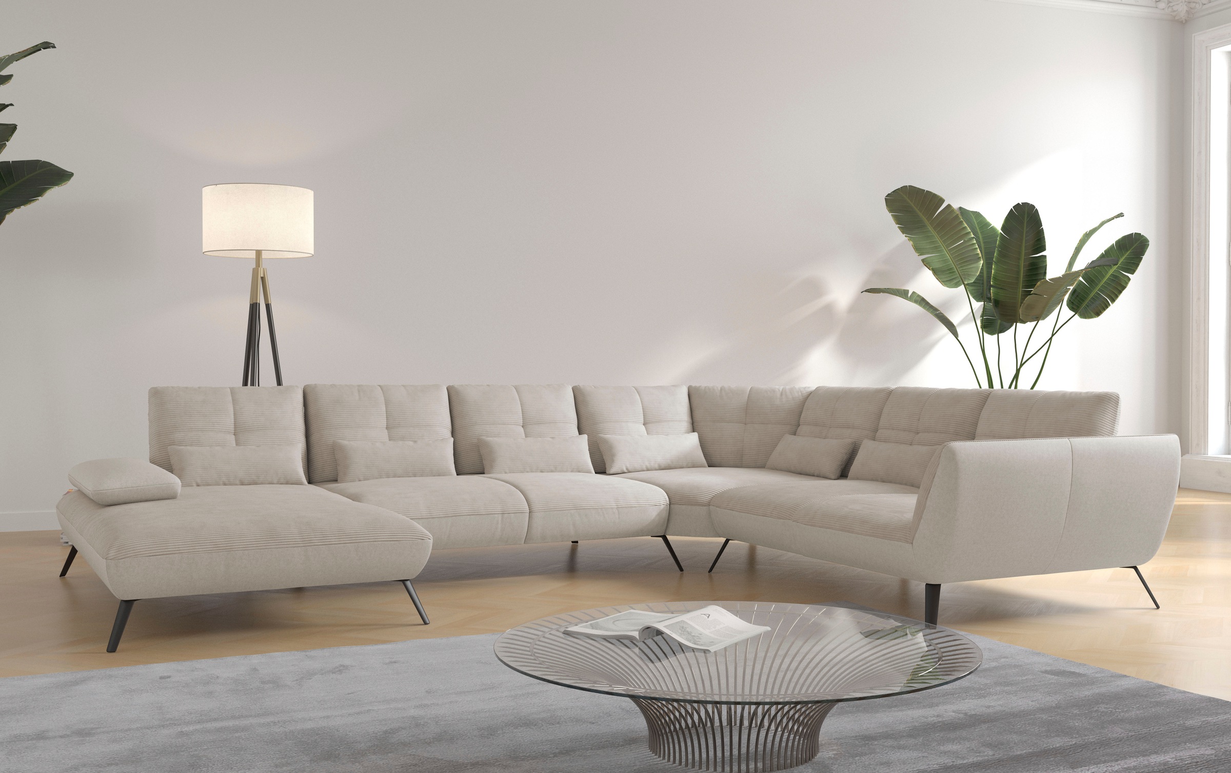 OTTO home Wohnlandschaft "Mikado U-Form" inkl. Sitztiefenverstellung und Armteilverstellung