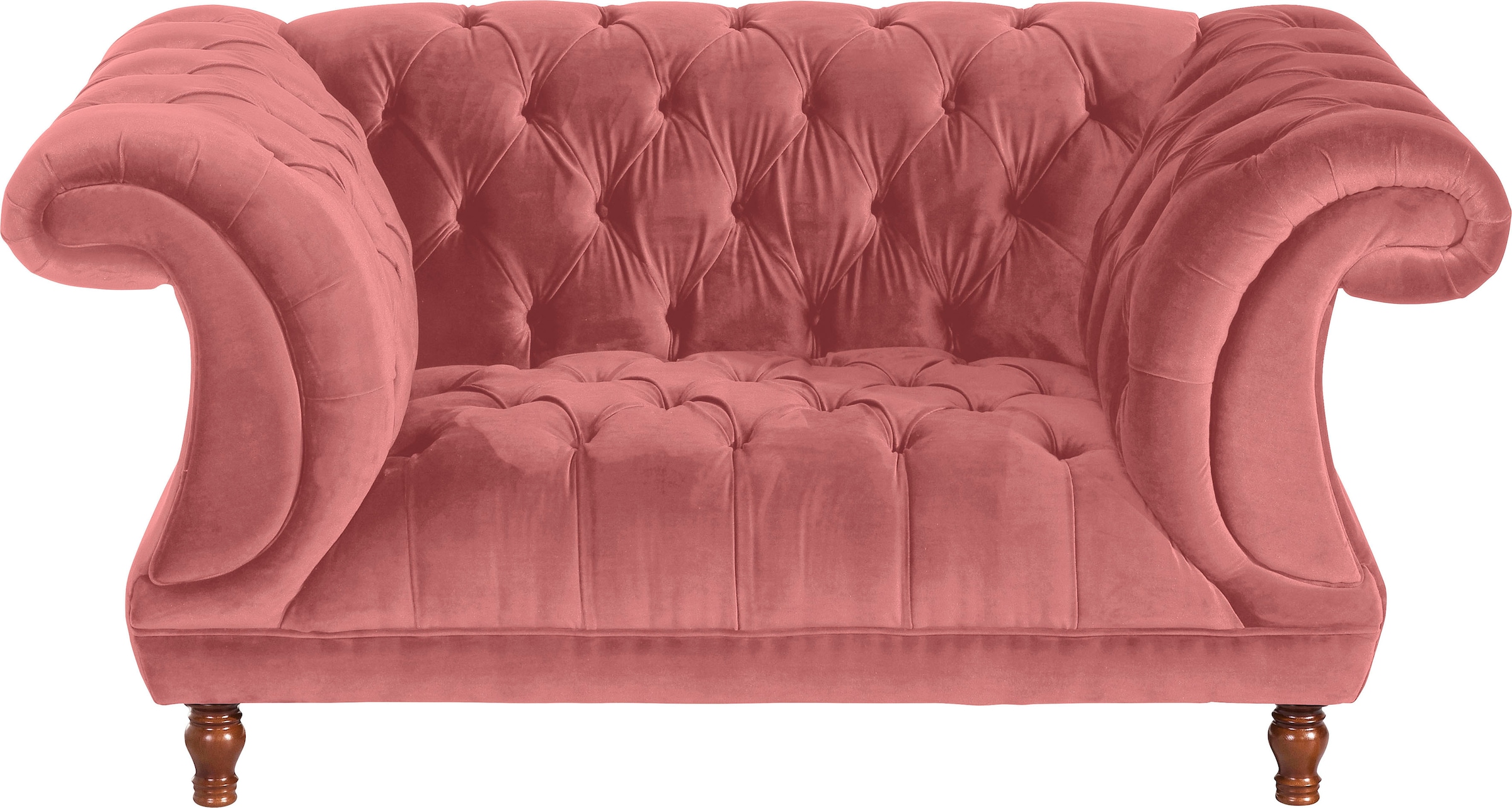 Max Winzer Loveseat "Isabelle, Loungesessel", Knopfheftung & gedrechselten Füßen in Buche Nussbaum, Breite 167 cm