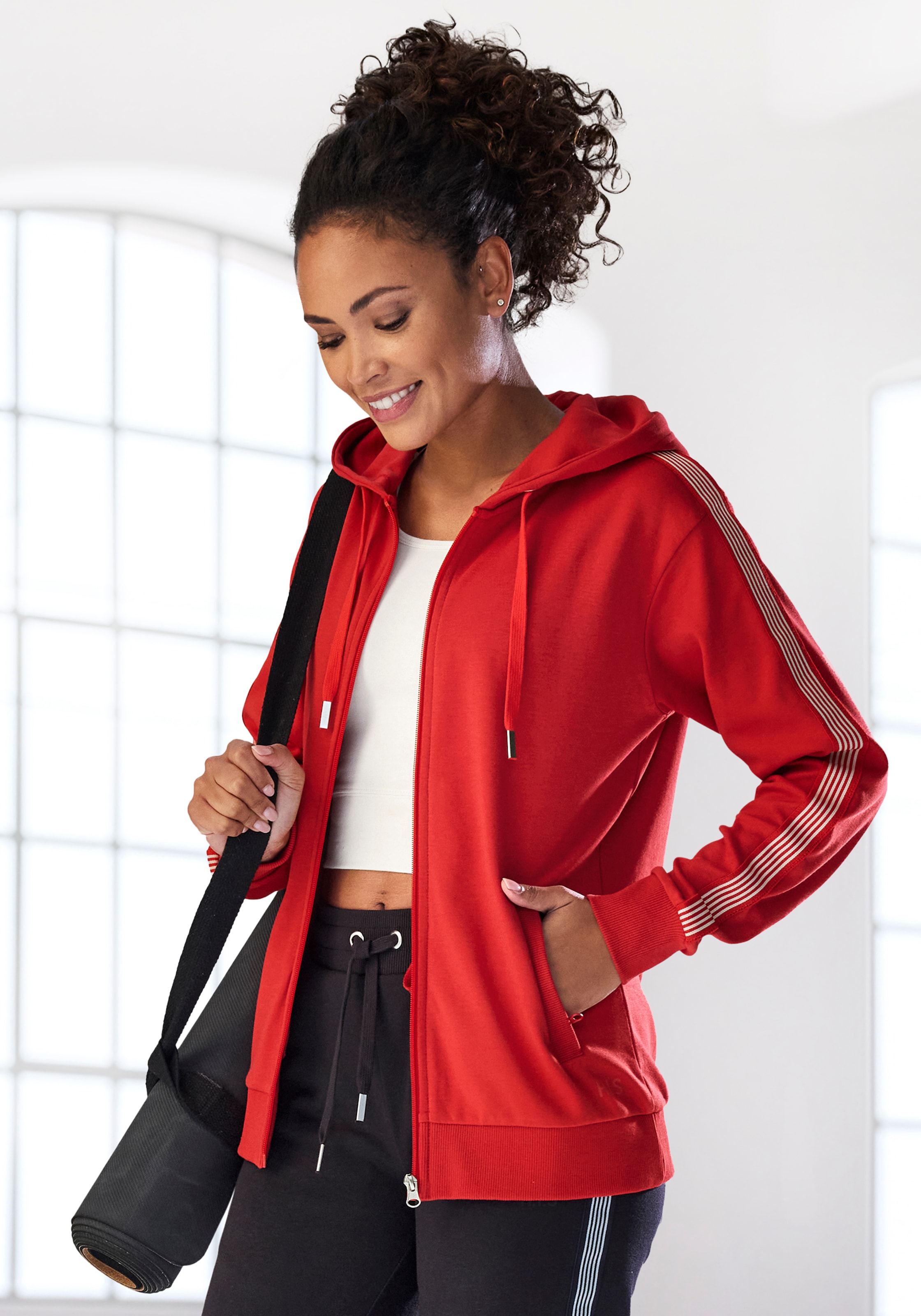 H.I.S Kapuzensweatjacke mit seitlichem Tapestreifen