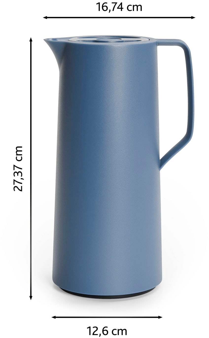 Emsa Isolierkanne »Motiva in modernem Design, 100% auslaufsicher, Made in Germany« 1 l doppelwandiger Glasisolierkolben, bis zu 12h warm/24h kalt, 1 tlg. Quick-Press-Deckel, Einhandbedienung, ergonomischer Schraubdeckel