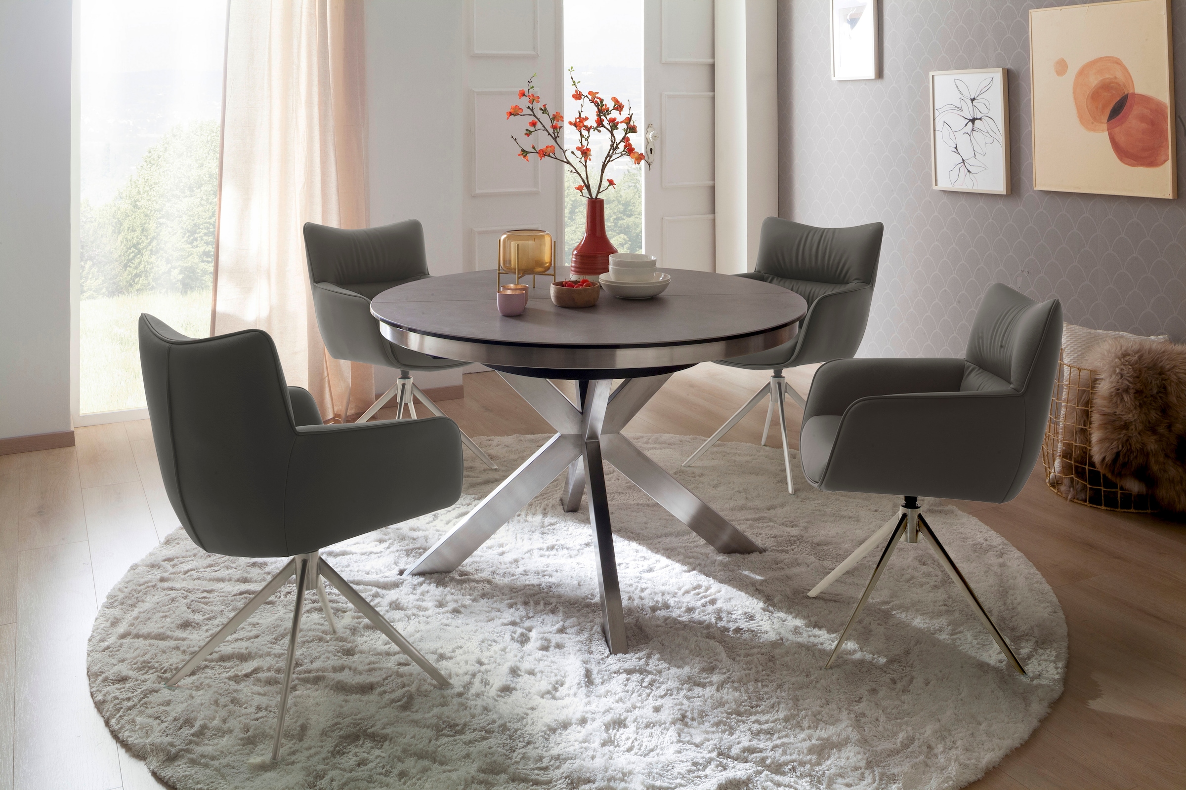 MCA furniture 4-Fußstuhl »LIMONE«, (Set), 2 St., (Set, 2 Stck), 360° drehbar, Belastbarkeit 120 kg, Sitzhöhe ca. 49 cm