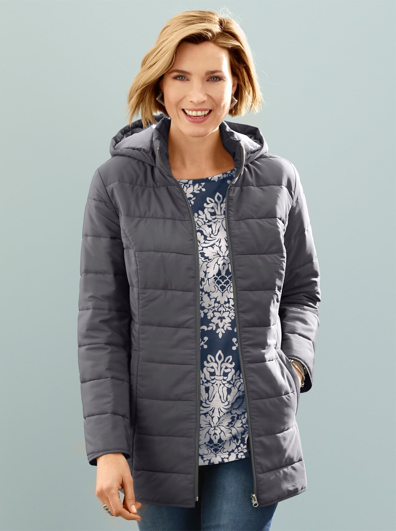 Classic Basics Steppjacke, mit Kapuze