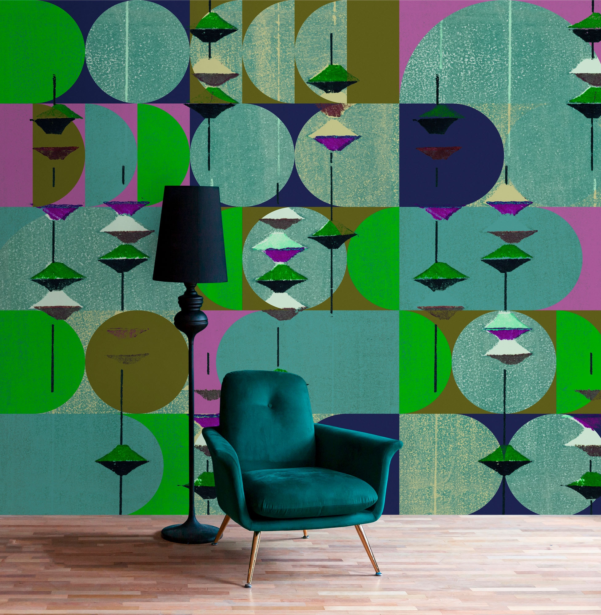 living walls Fototapete »Walls by Patel 5 Fototapete Abstrakte Kreise« geometrisch glatt Abstrakte Kreise auf 200 g/m² Premium-Vlies