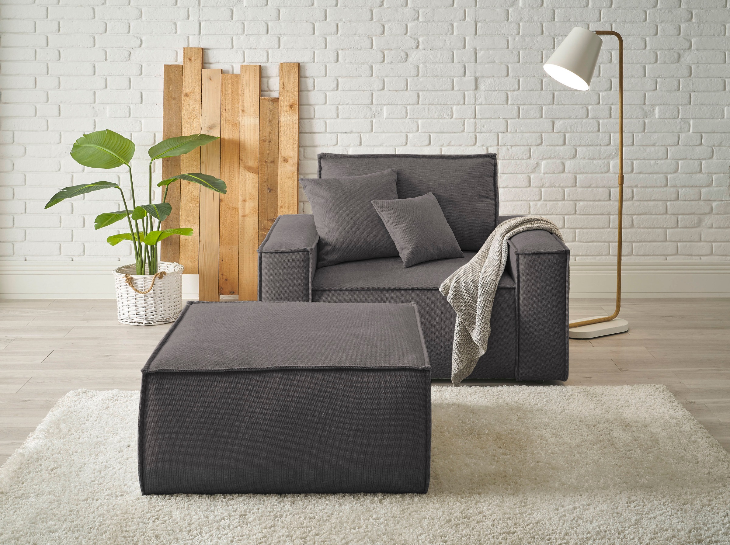 andas Loveseat »Finnley«, (2 St.), Loveseat und Hocker im Set, passend zur Polster-Serie Finnley