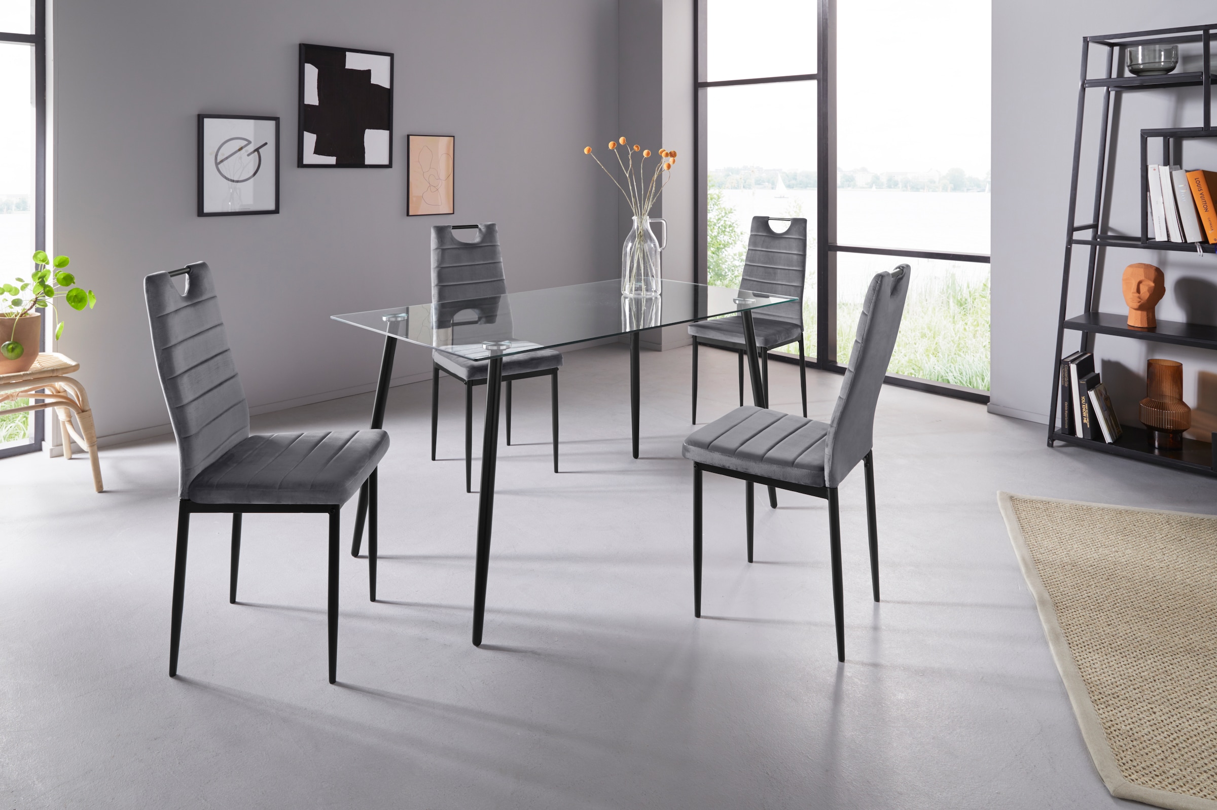 INOSIGN Essgruppe Set, 5 Stk. tlg. Glastisch, Breite 140 cm und 4 Esszimmer günstig online kaufen