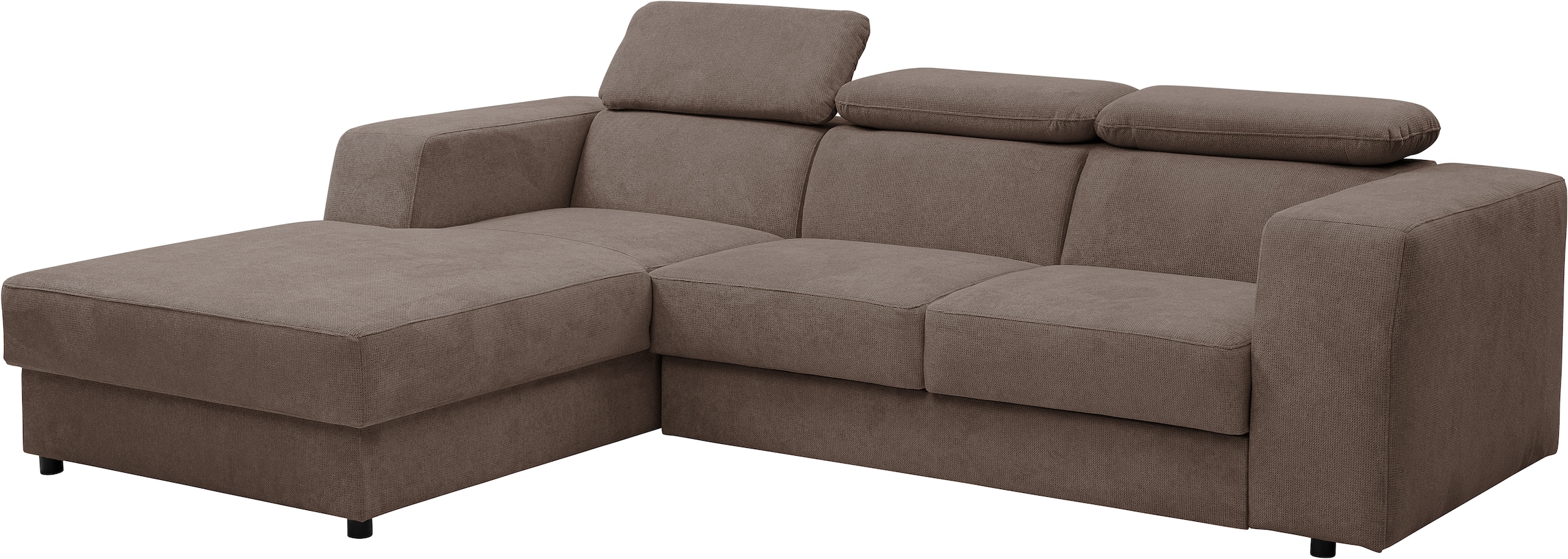 WERK2 Ecksofa »Cherry, modernes Sofa mit Komfortfunktionen, Breite 270cm, L-Form,«, bequem, mit verstellbaren Kopfteilen, Schlaffunktion und Bettkasten