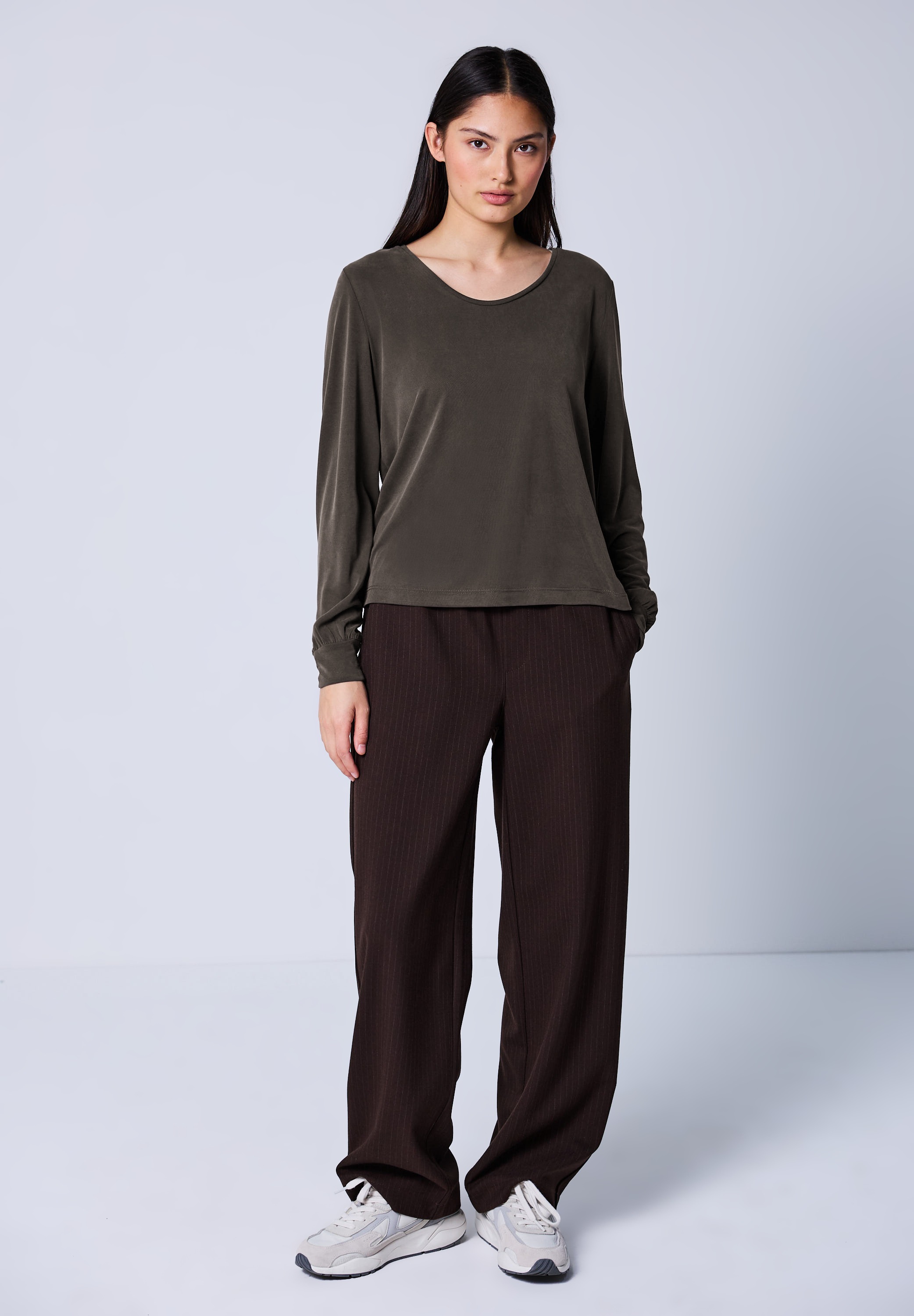 STREET ONE STUDIO Langarmshirt in Unifarbe