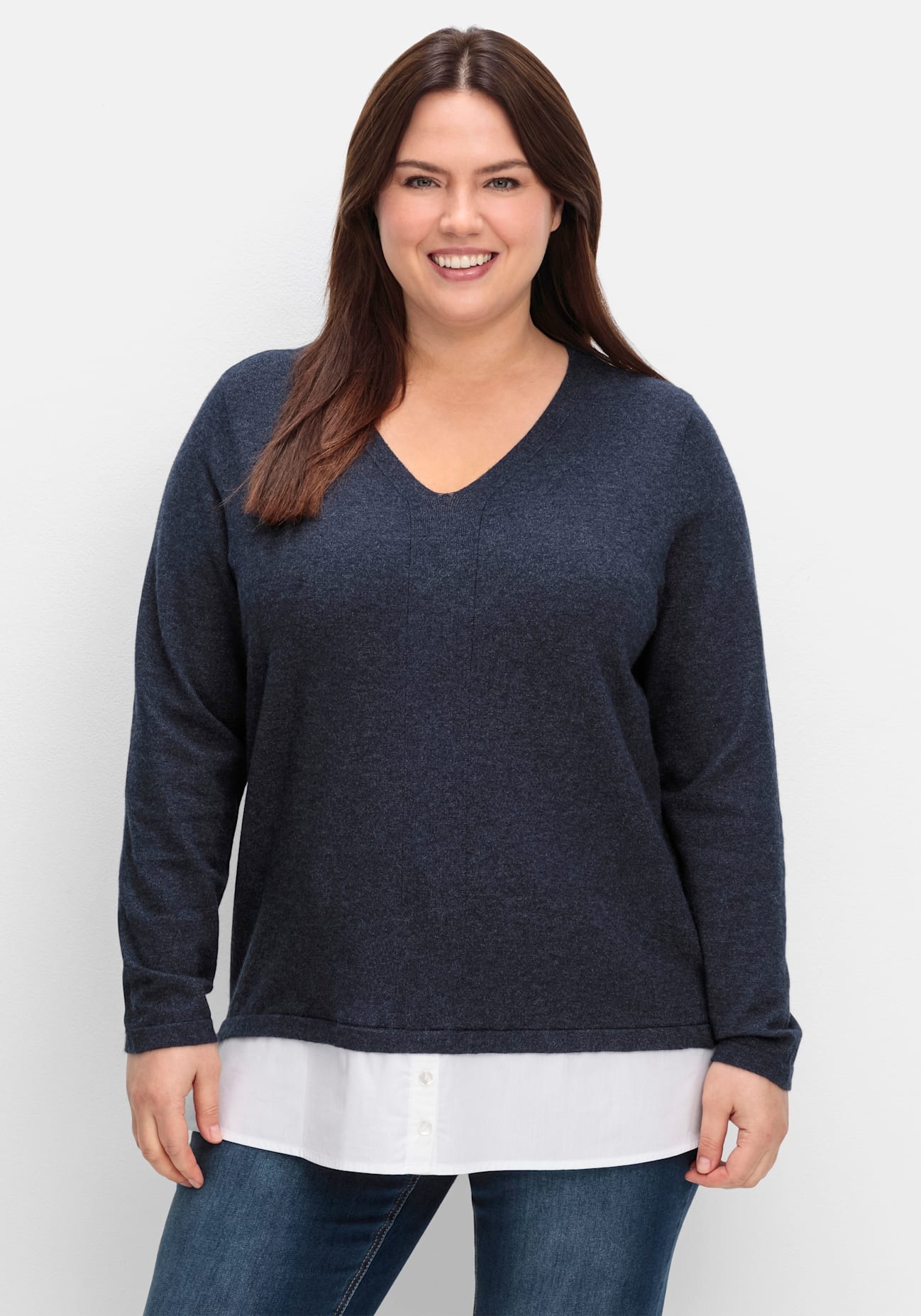 Sheego V-Ausschnitt-Pullover »Strickpullover«