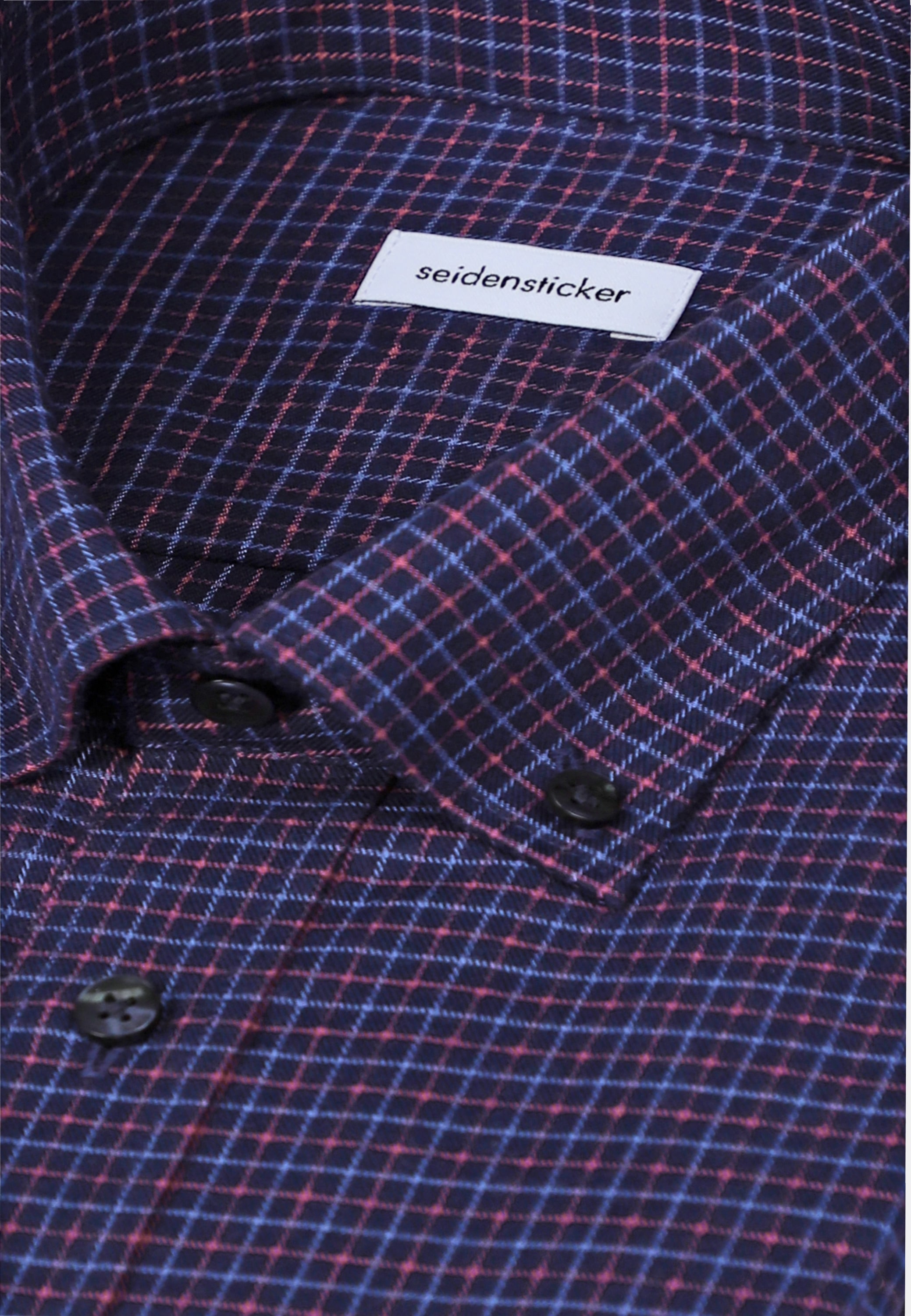 seidensticker Flanellhemd »Schwarze Rose« Regular 1/1 Button-Down-Kragen Karo